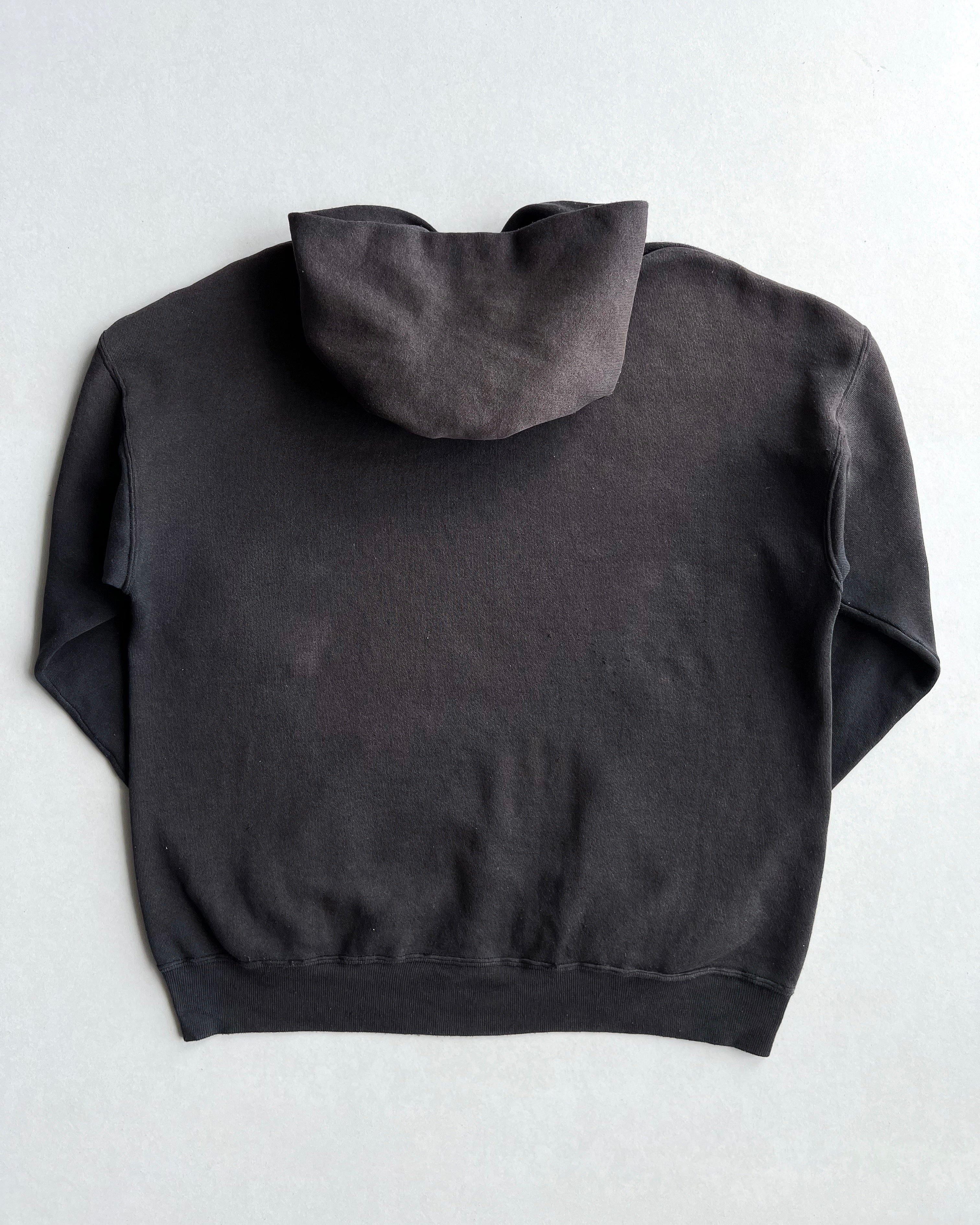 1990S SUN FADED BLACK DISCUS ATHLETIC HOODIE (L)