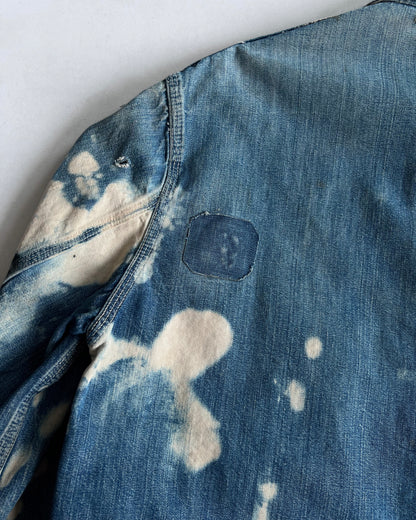 1940S FADED POWERHOUSE WORKER DENIM CHORE JACKET (L)