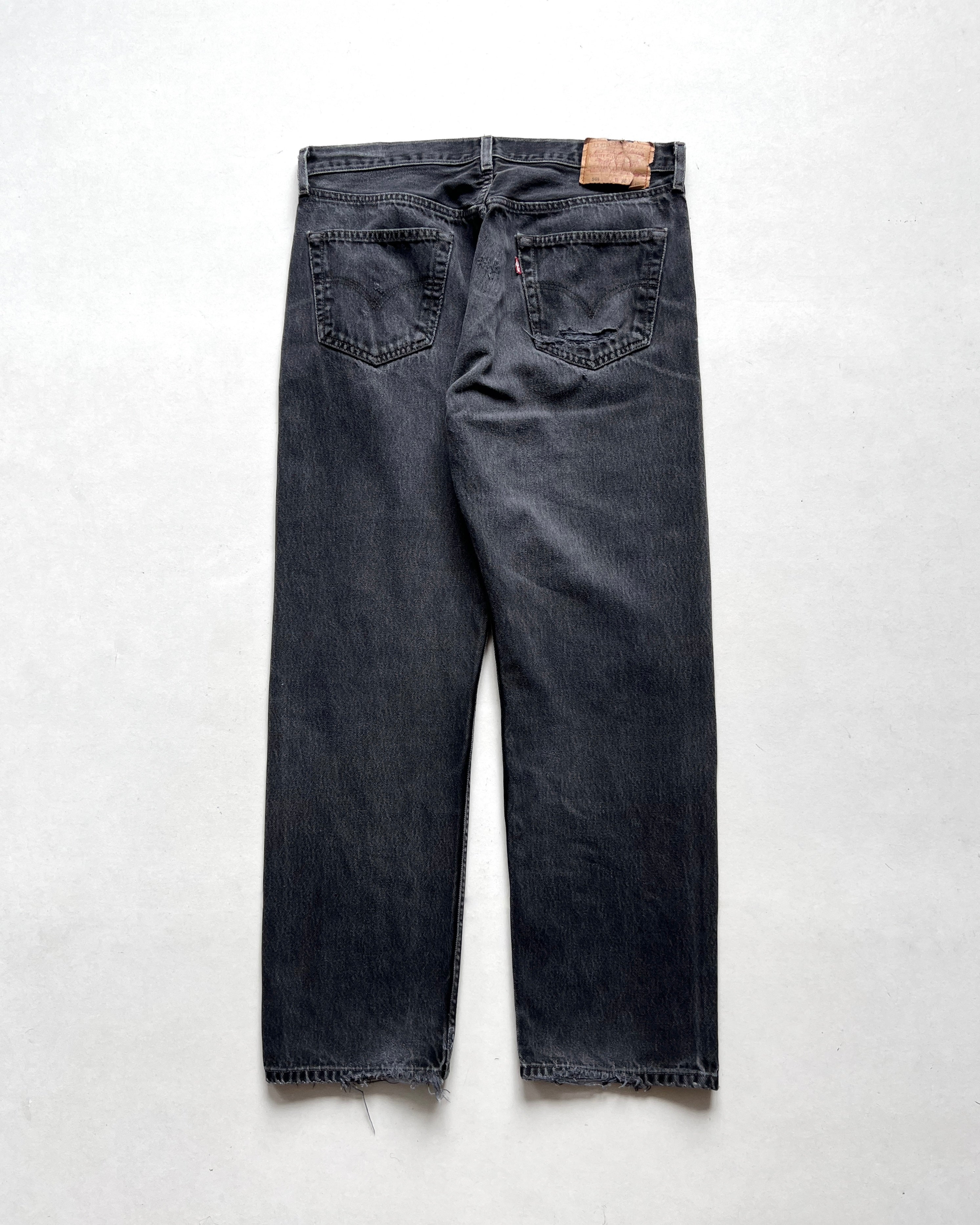 1990S FADED SUPER BLACK LEVI'S 501 JEANS (35)