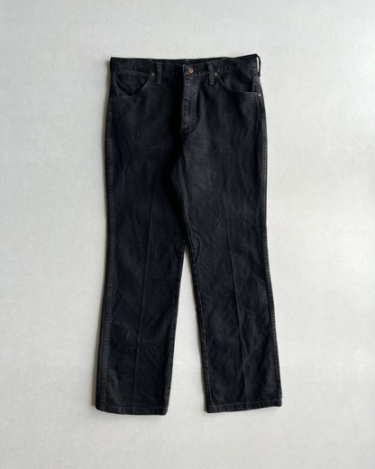 1970S BLACK WRANGLER FLARE JEANS (34X30)