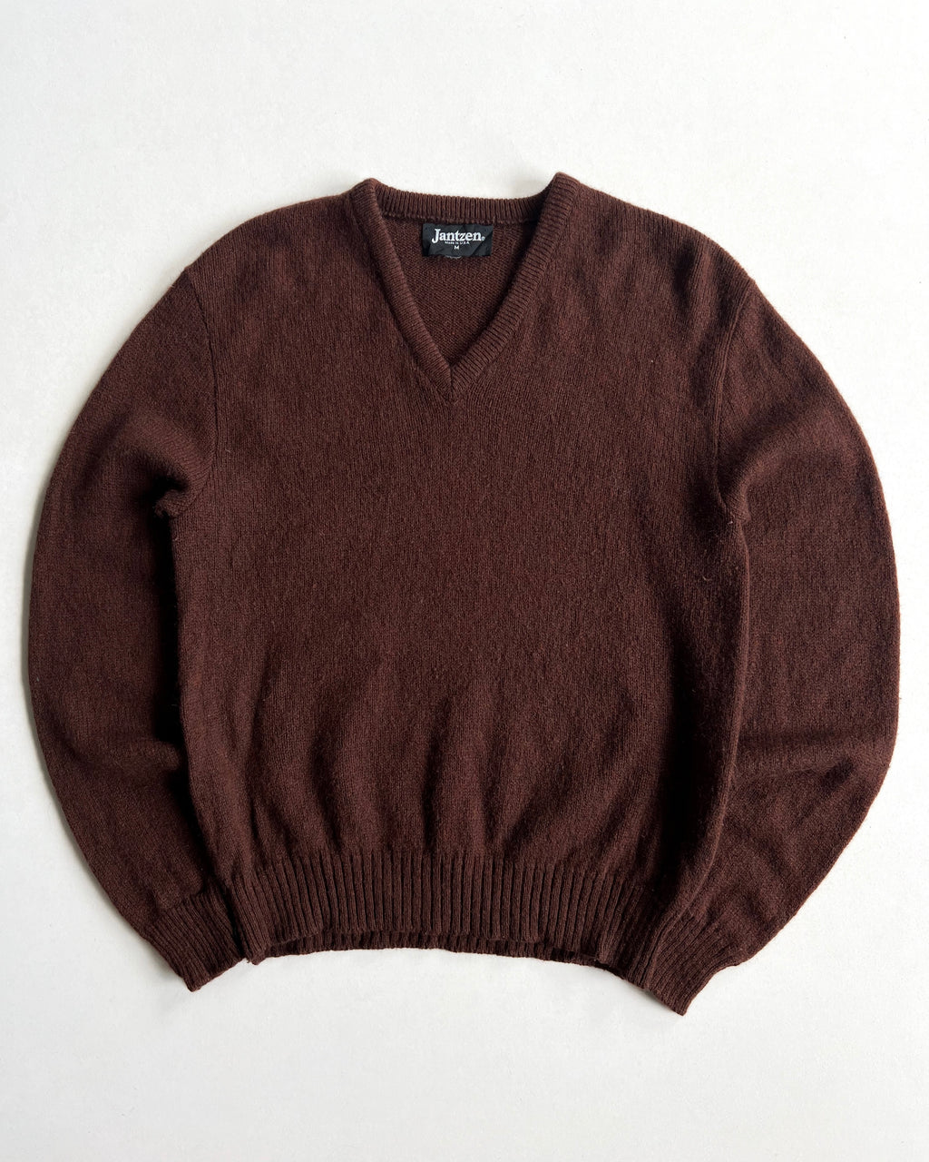 1970S JANTZEN BROWN KNIT SWEATER (M)