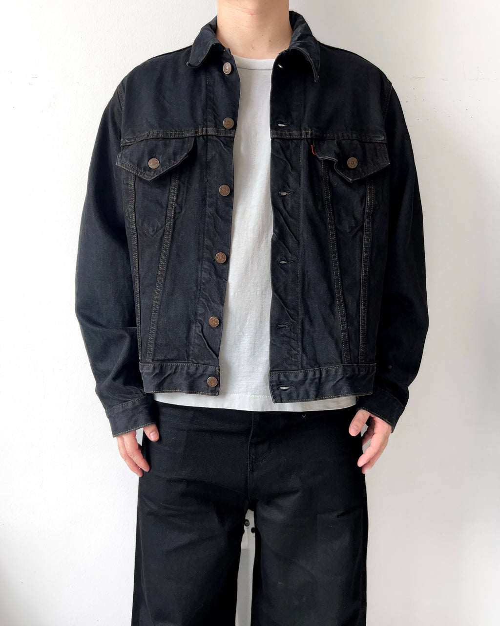1970S OVERDYED BLACK LEVI'S 70505 TYPE III DENIM JACKET (XL)