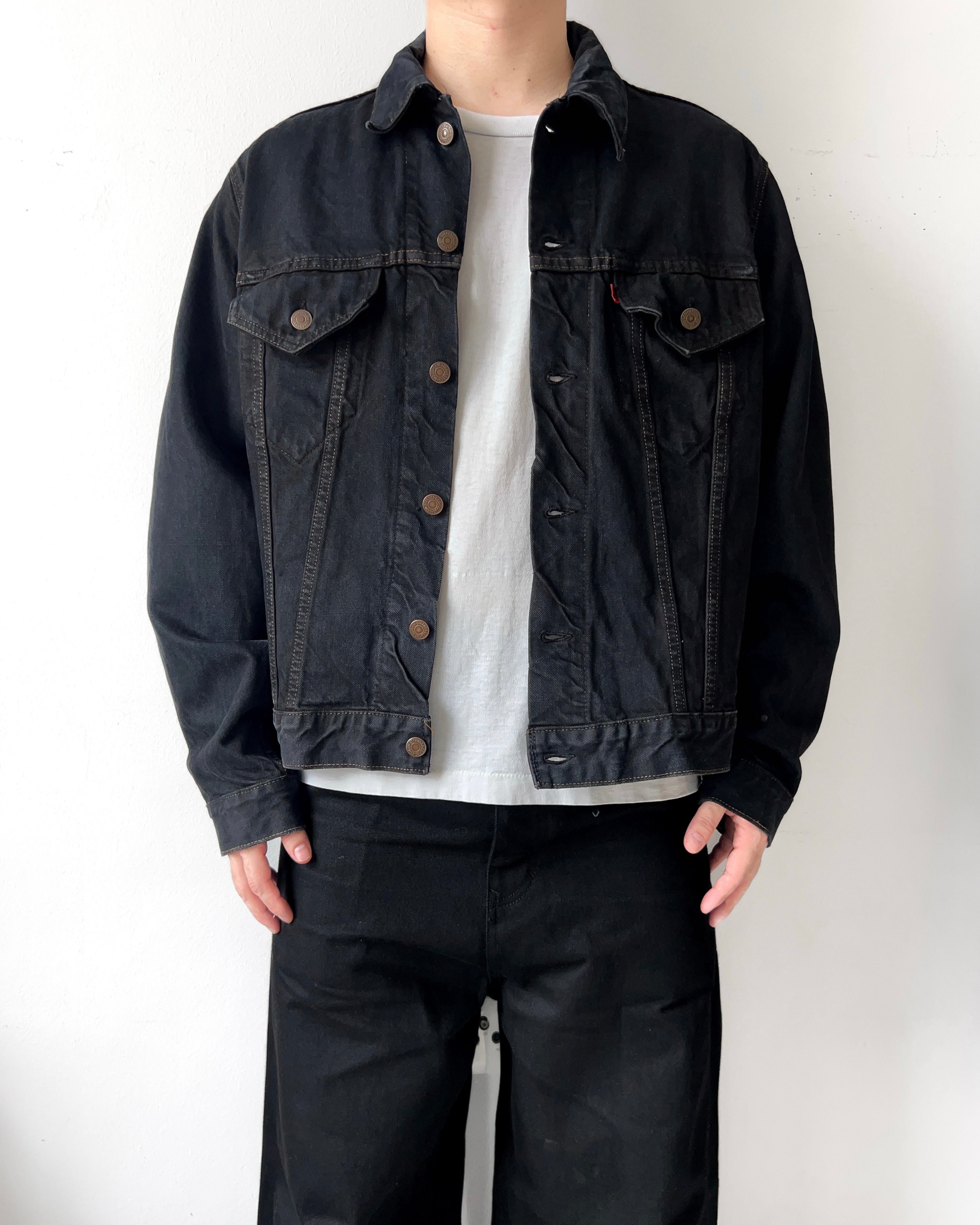 1970S OVERDYED BLACK LEVI'S 70505 TYPE III DENIM JACKET (XL)