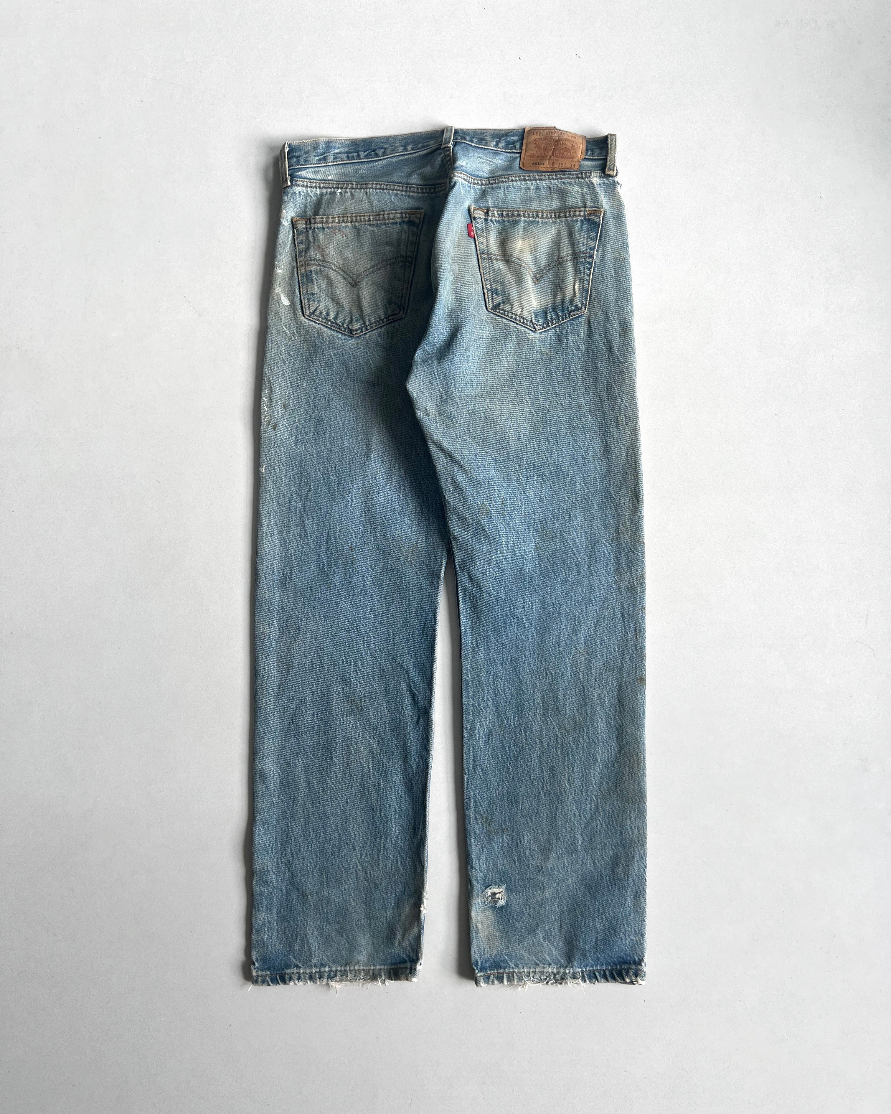 1990S FADED WASHED LEVI'S 501 PAINTER JEANS (34)