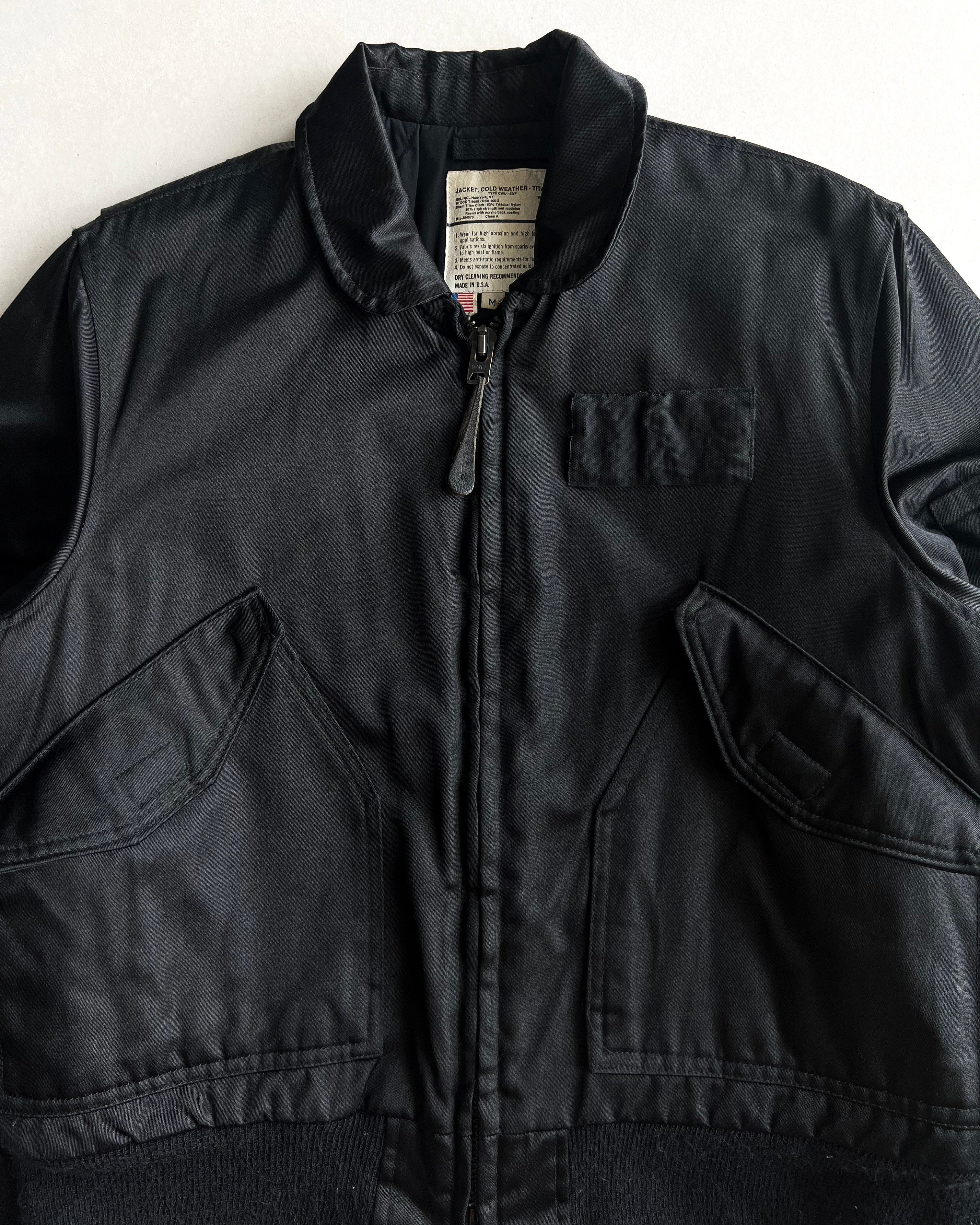 1980S BLACK COATED CWU-55/P BOMBER JACKET (M)
