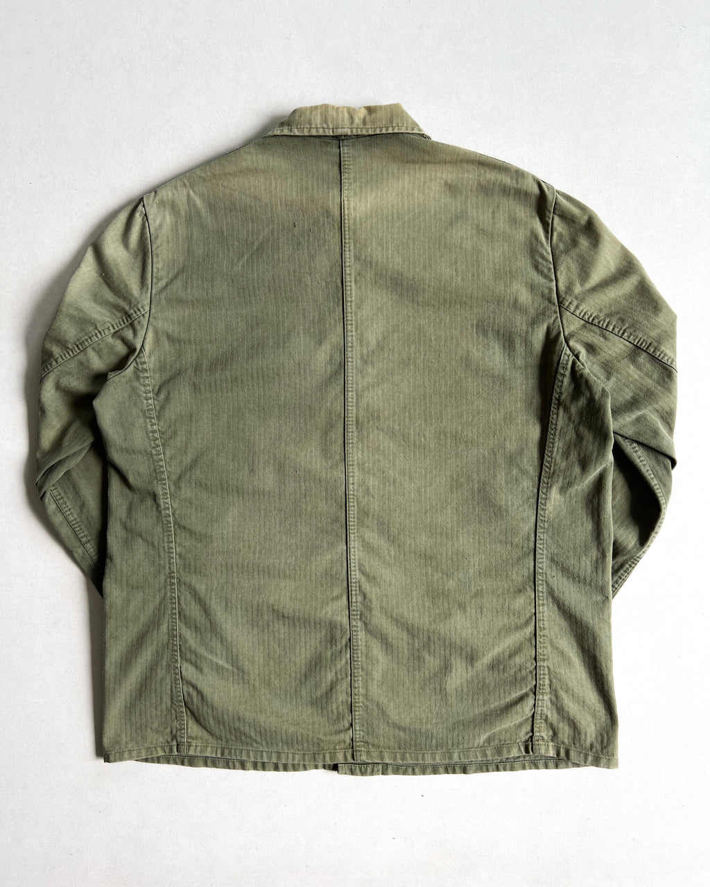 1960S FADED OLIVE GERMAN HBT WORK JACKET (L)