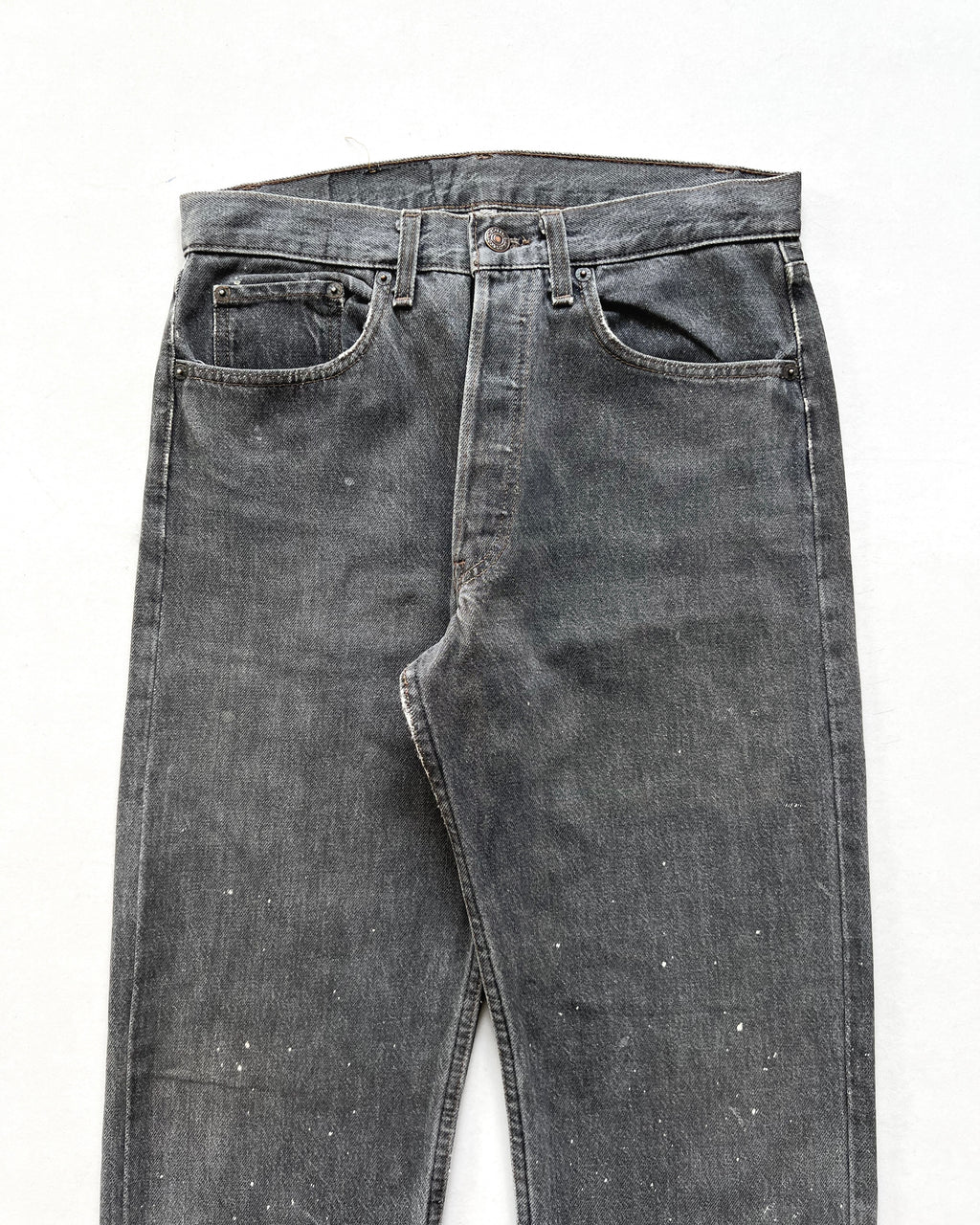 1980S FADED GREY LEVI'S 501 PAINT SPLATTER JEANS (31)