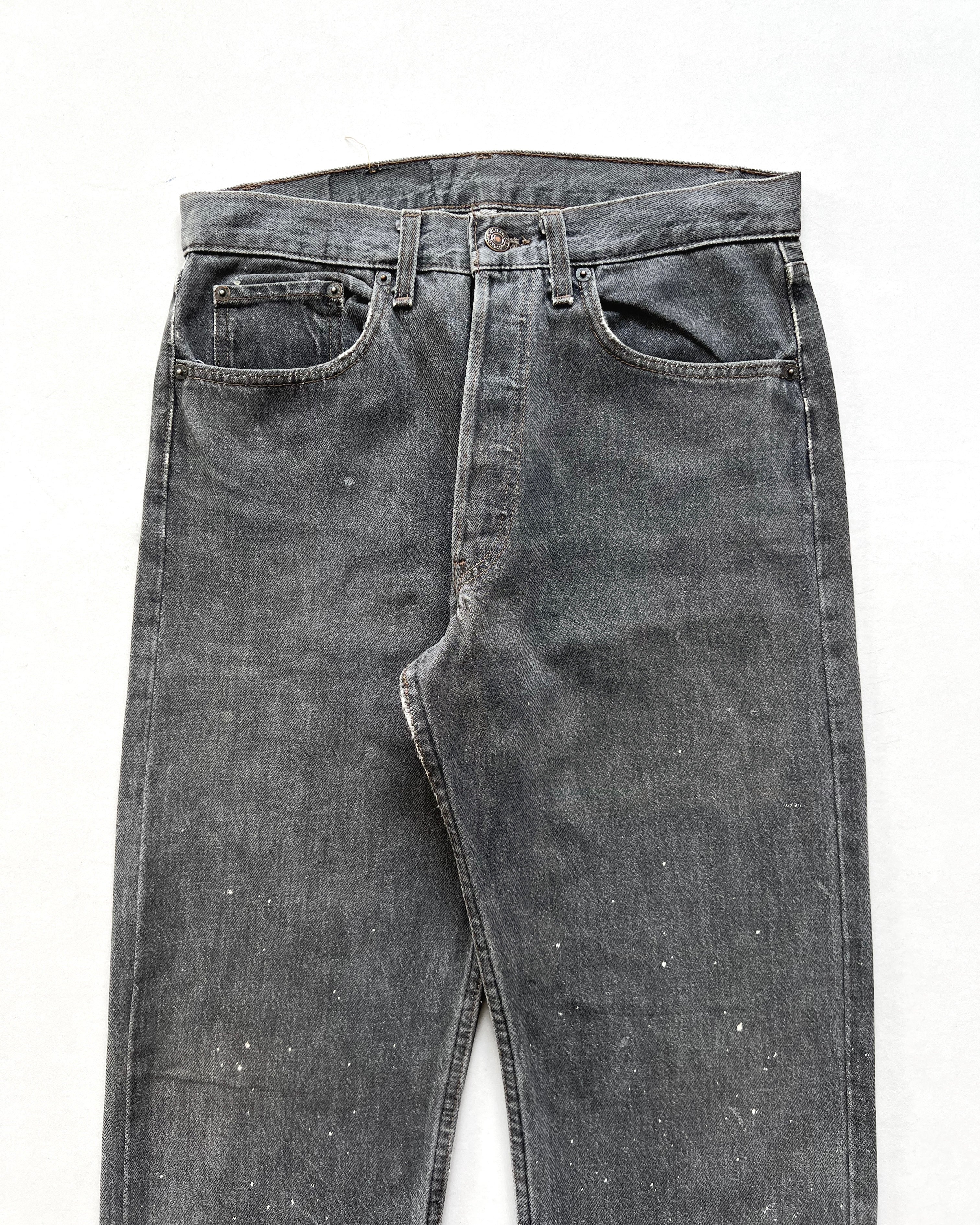 1980S FADED GREY LEVI'S 501 PAINT SPLATTER JEANS (31)
