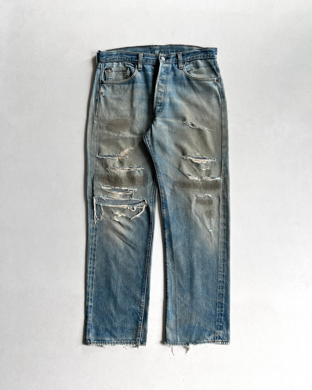 1970S FADED LEVI'S 501 REDLINE SELVEDGE DISTRESSED JEANS (34)