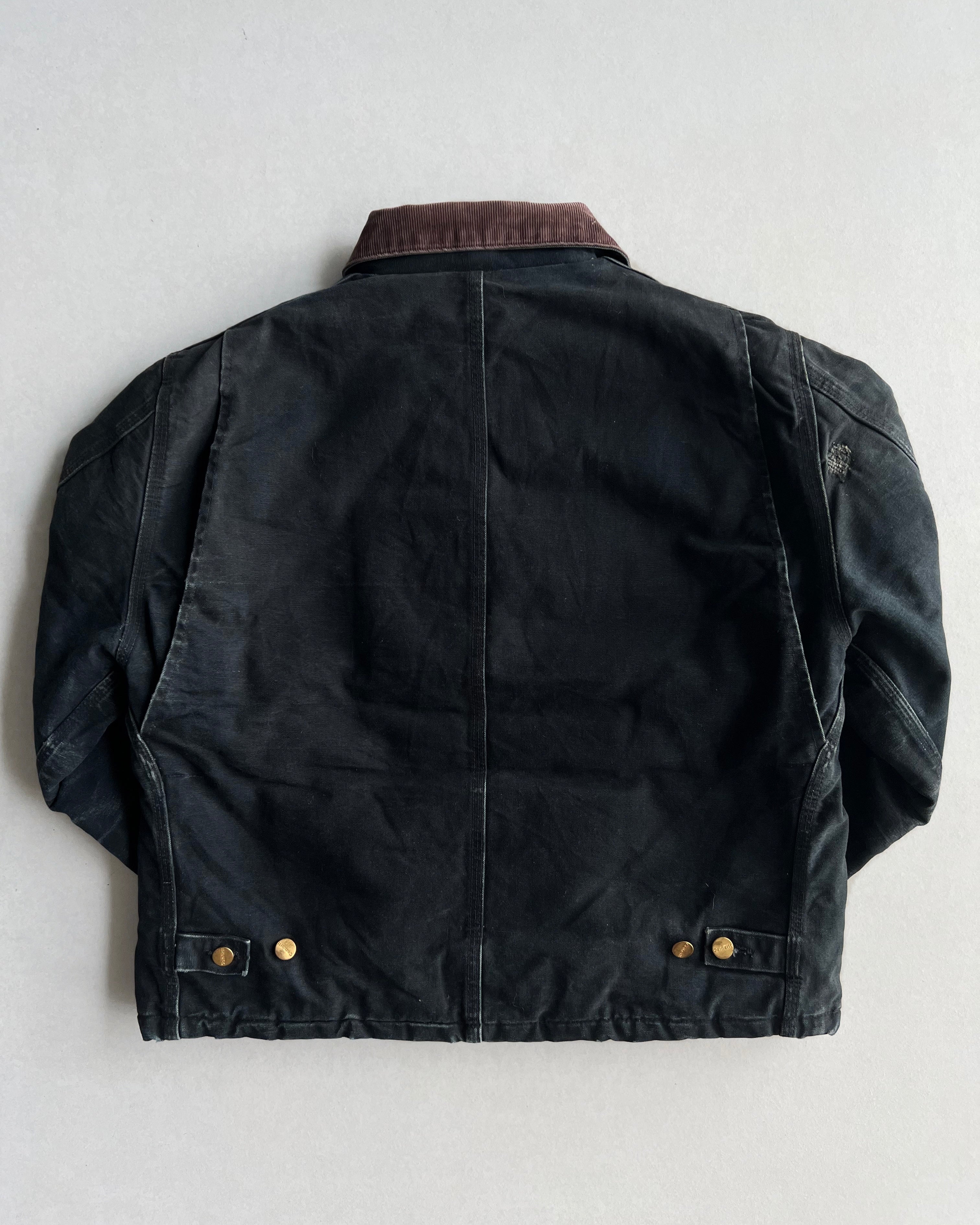 1990S FADED BLACK CARHARTT ARCTIC WORK JACKET (L)