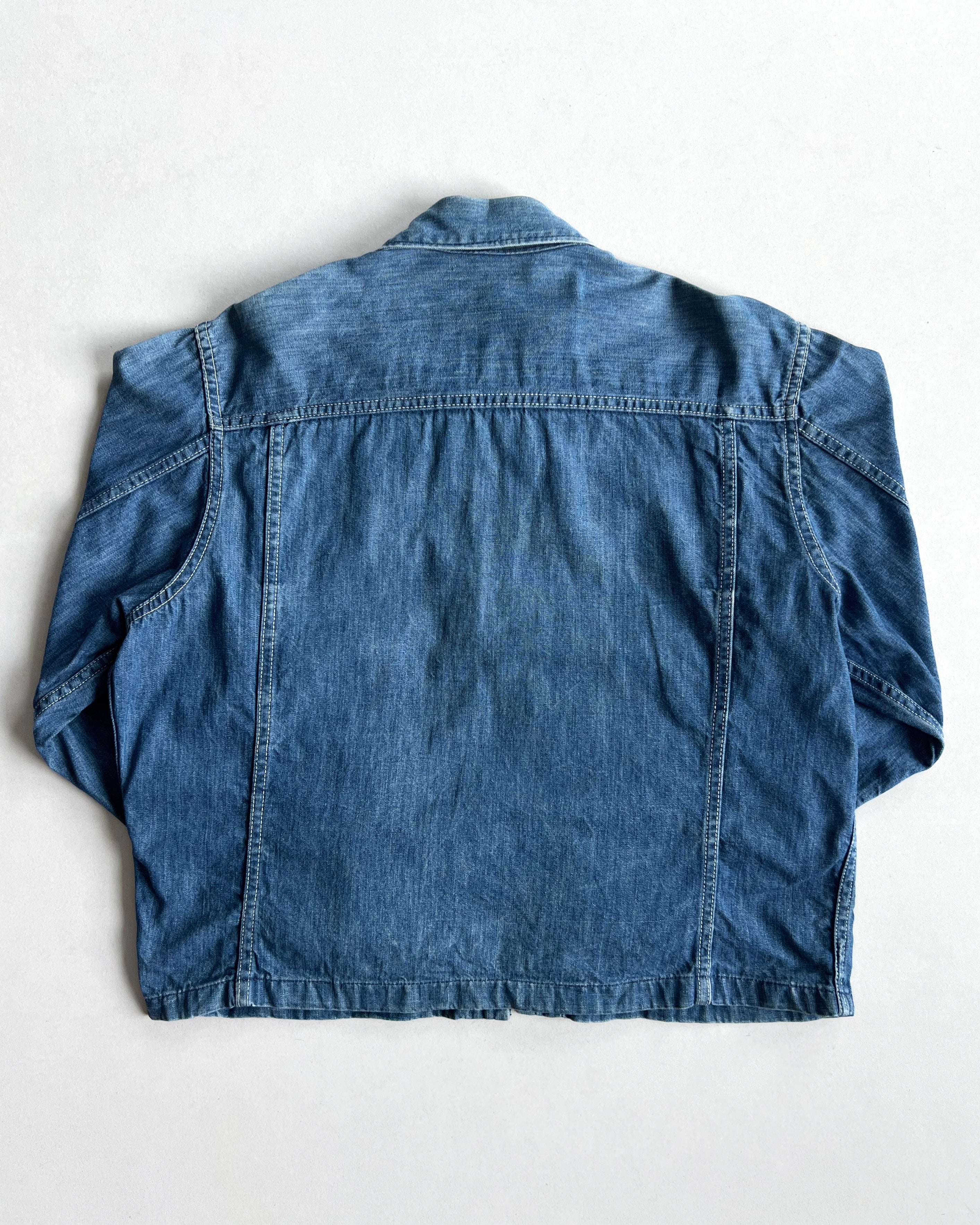 1970S BIG SMITH CROPPED DENIM JACKET (L)