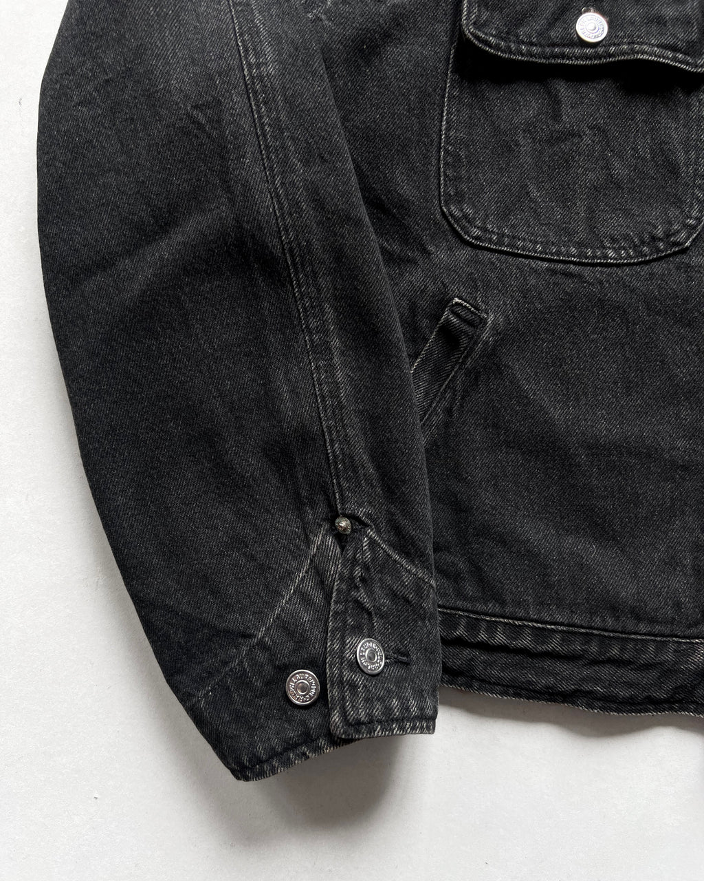 1990S BLACK POLO RALPH LAUREN DENIM JACKET (L)