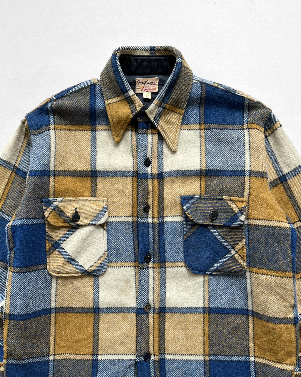 1960S FOX KNAPP WOOL PLAID FLANNEL (L)
