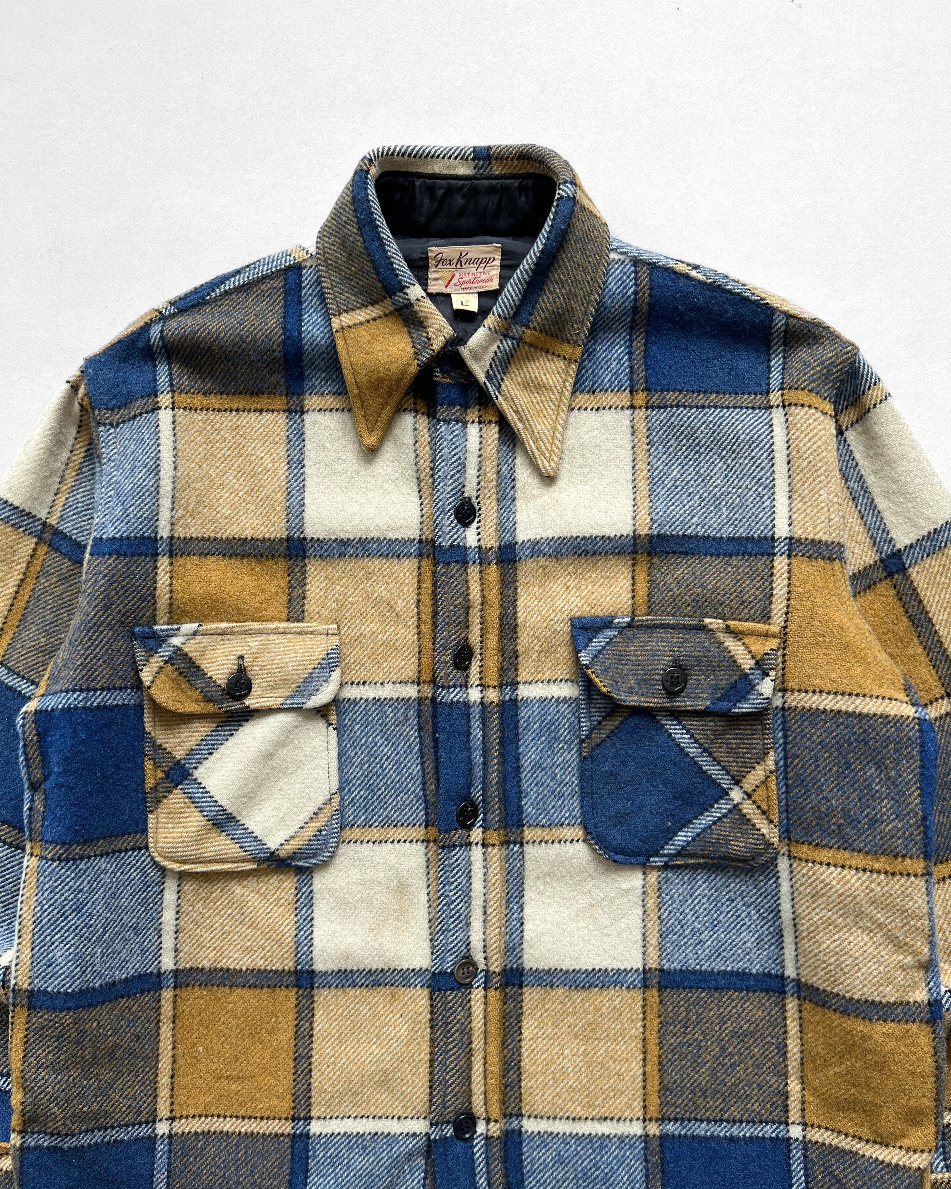 1960S FOX KNAPP WOOL PLAID FLANNEL (L)