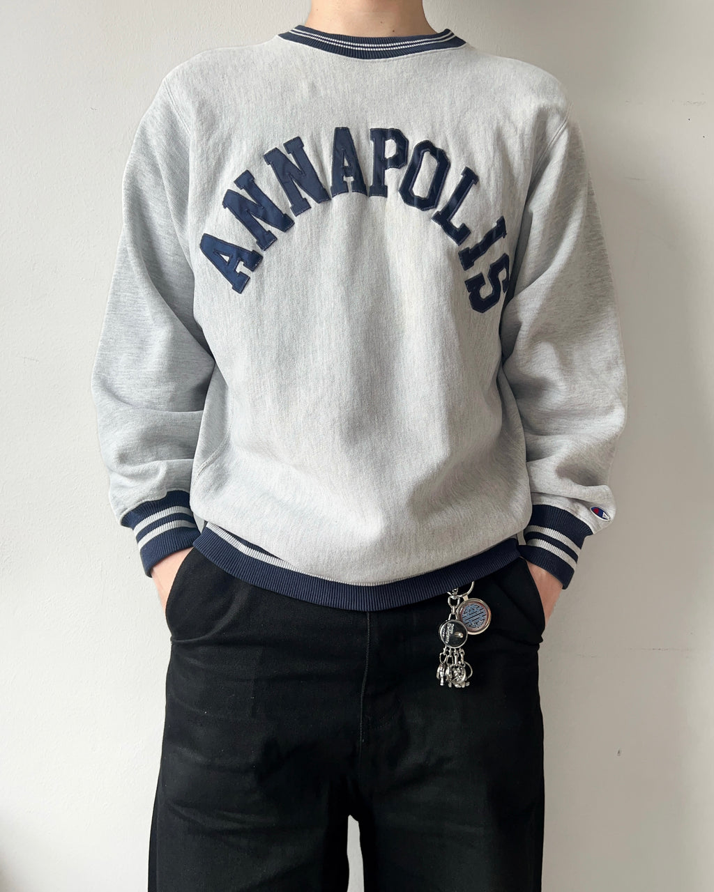 1990S CHAMPION 'ANNAPOLIS' REVERSE WEAVE SWEATSHIRT (L)