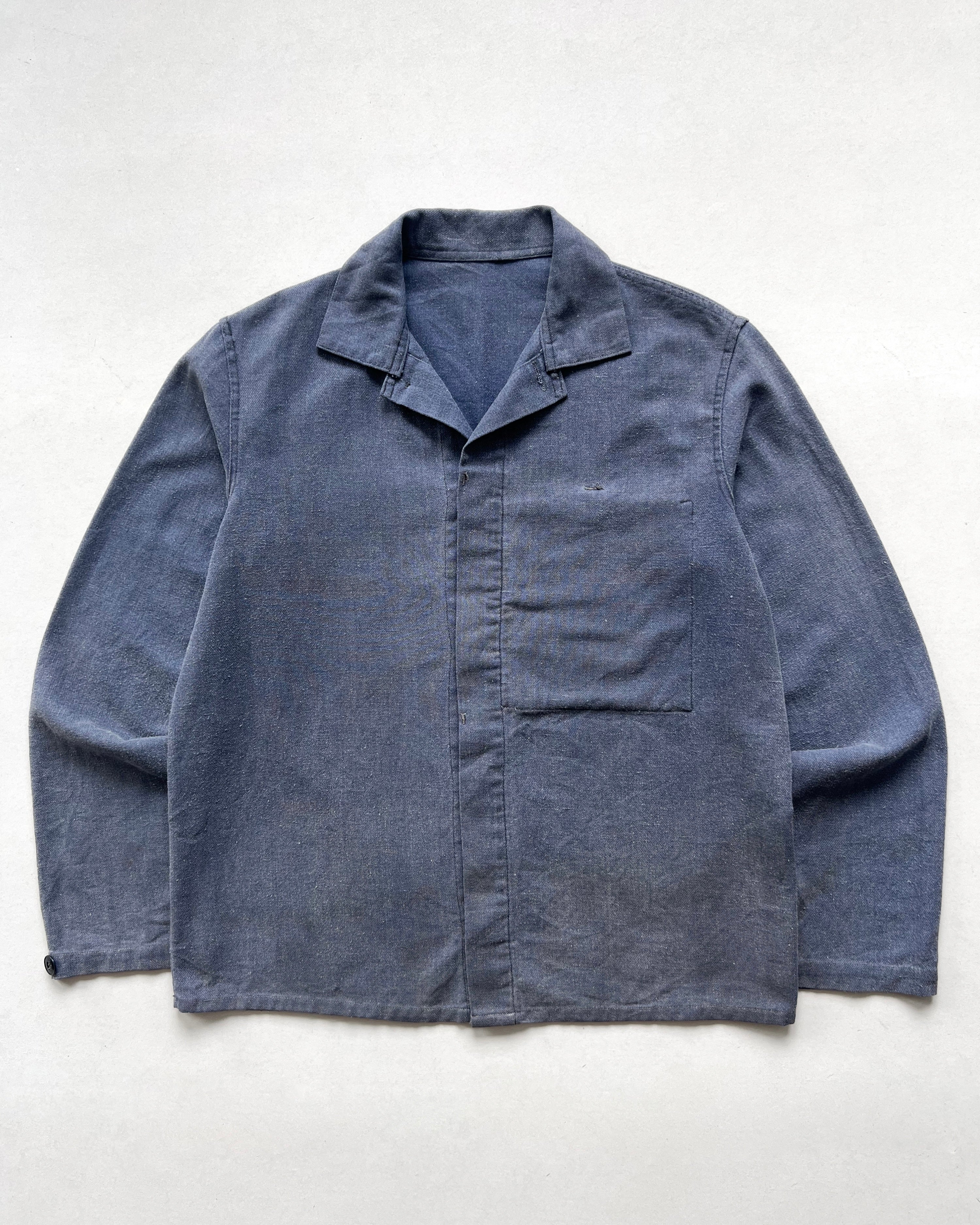 1970S FADED FRENCH HIDDEN POCKET WORK SHIRT/JACKET (M)