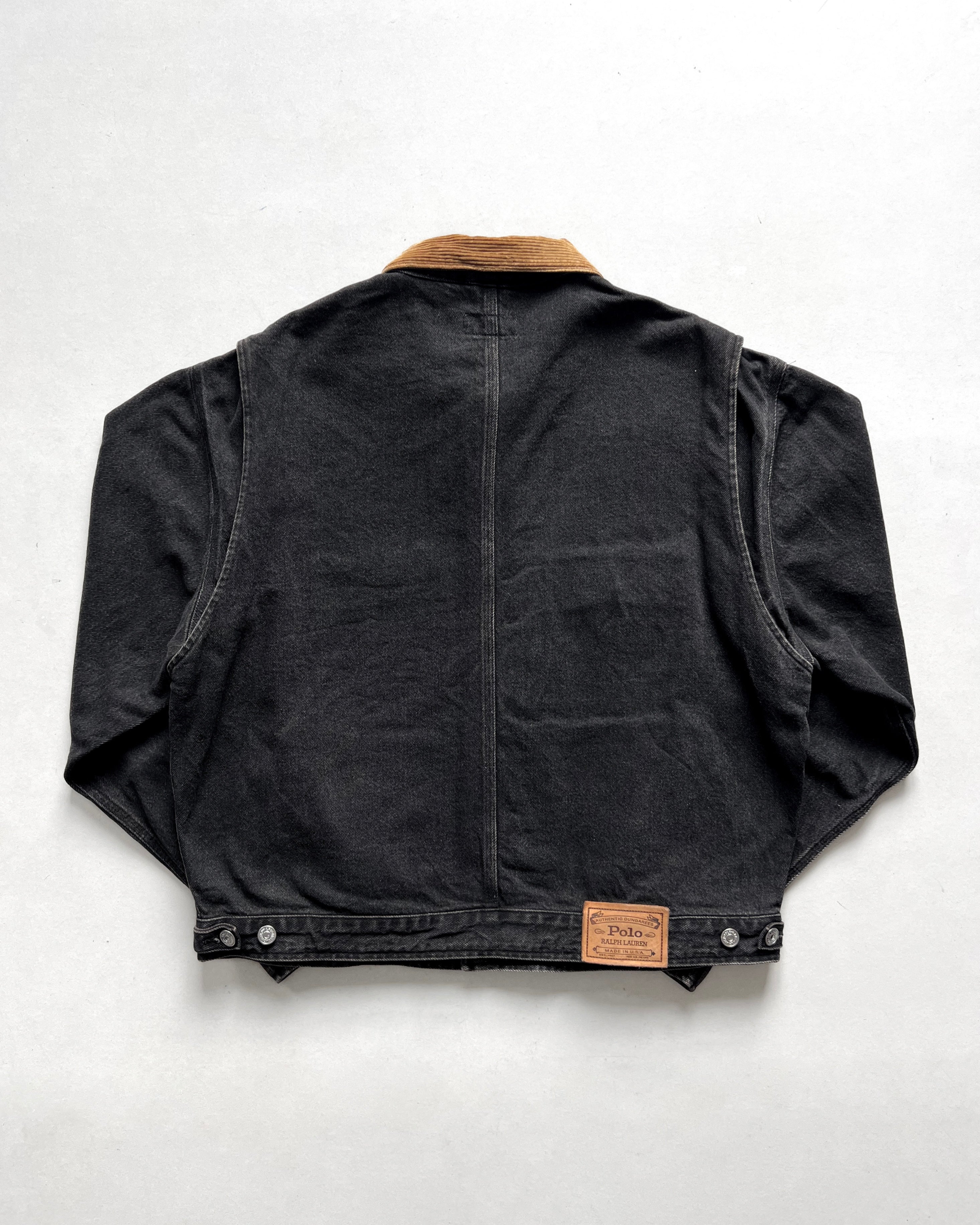 1990S BLACK POLO RALPH LAUREN DENIM JACKET (L)