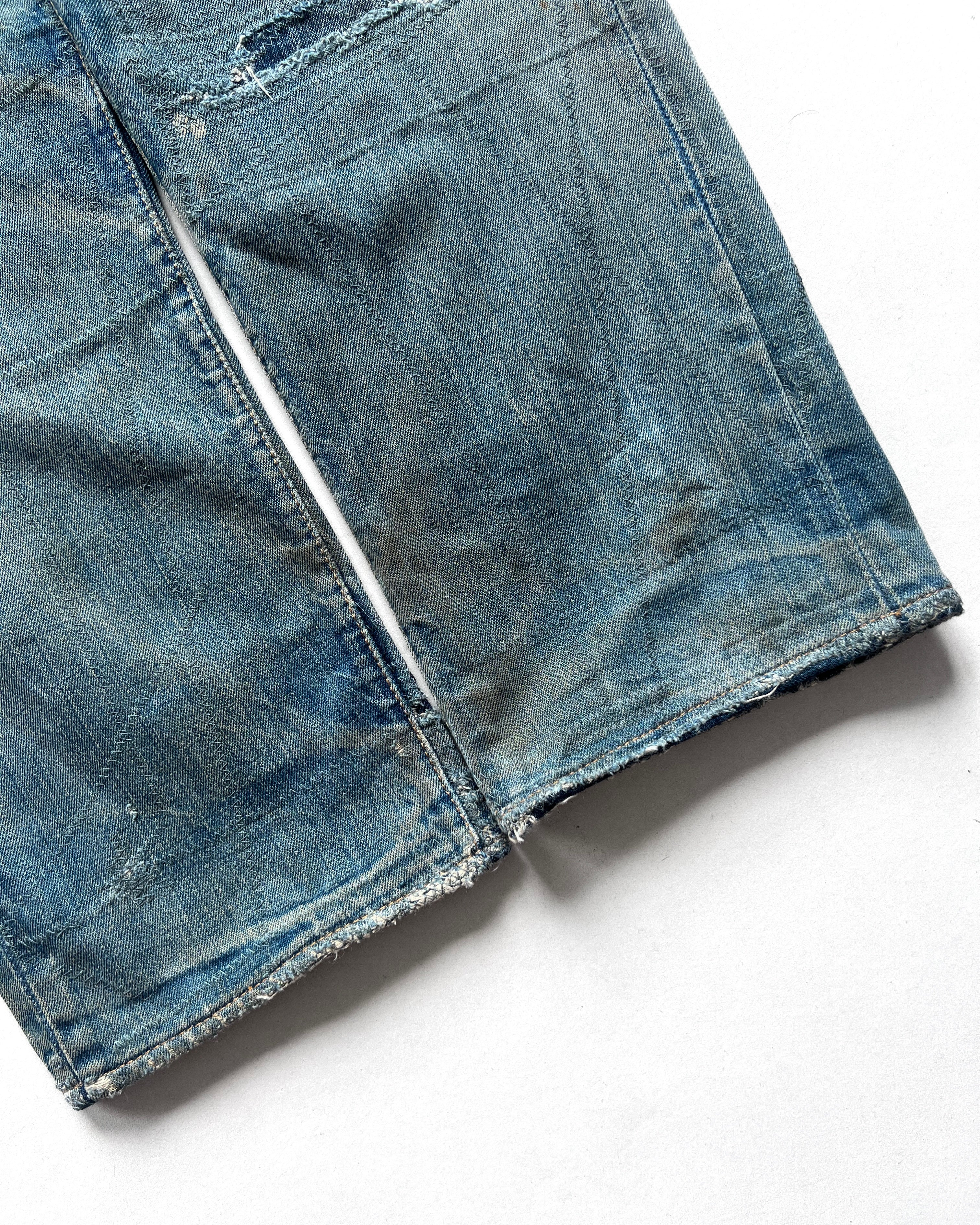 1970S LEVI'S 501 BIG E REPAIRED SELVEDGE JEANS (35)