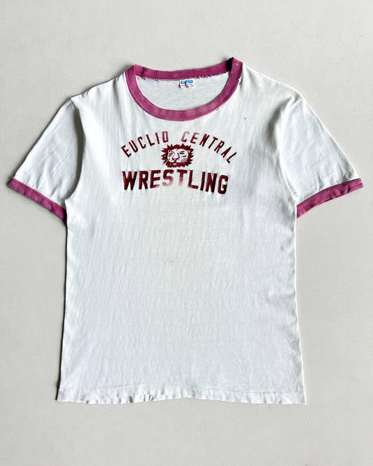 1970S CHAMPION 'EUCLID CENTRAL WRESTLING' BLUE BAR TEE (M)