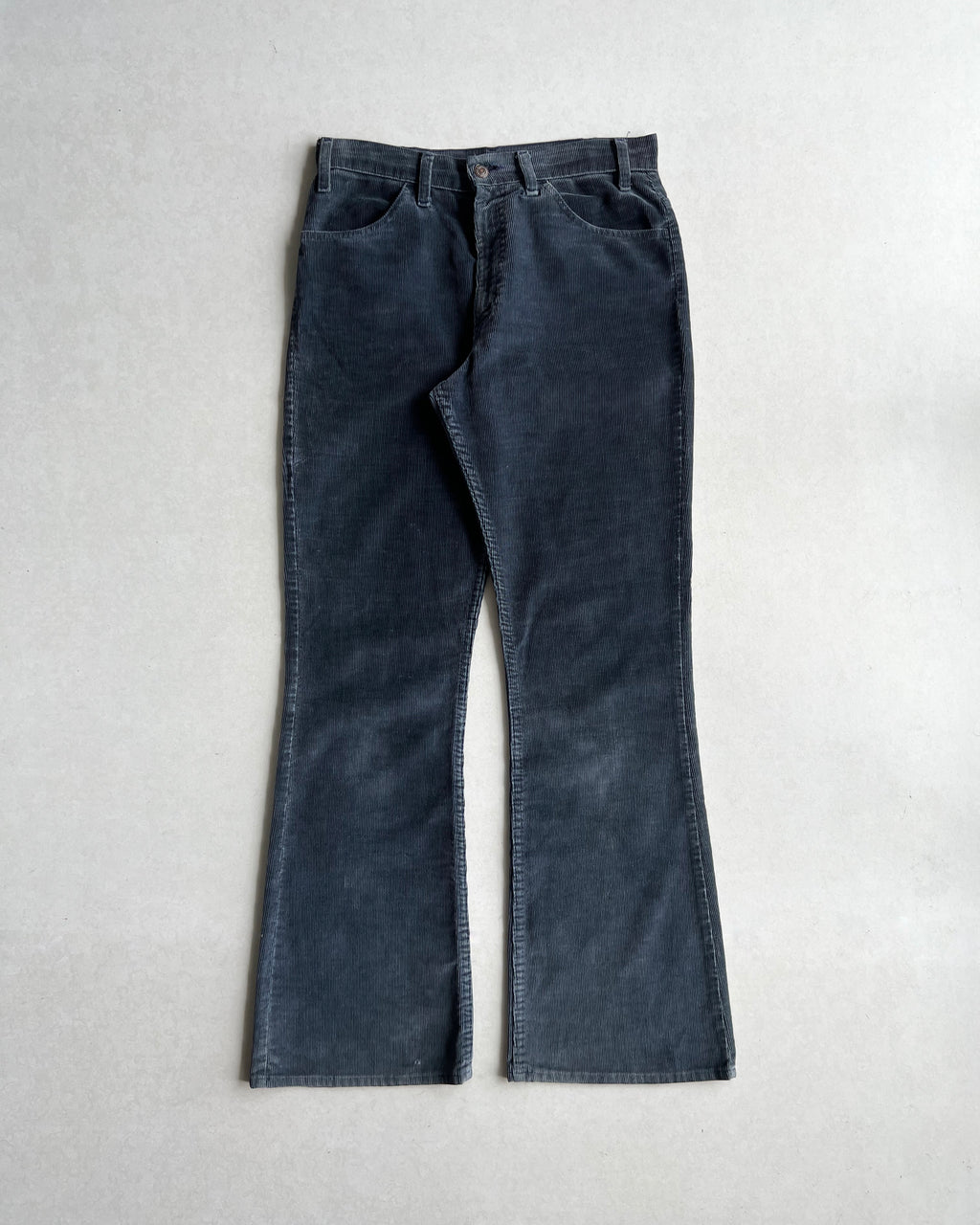1970S DARK NAVY/GREY LEVI'S 646 CORDUROY BOOTCUT TROUSERS (32X32)