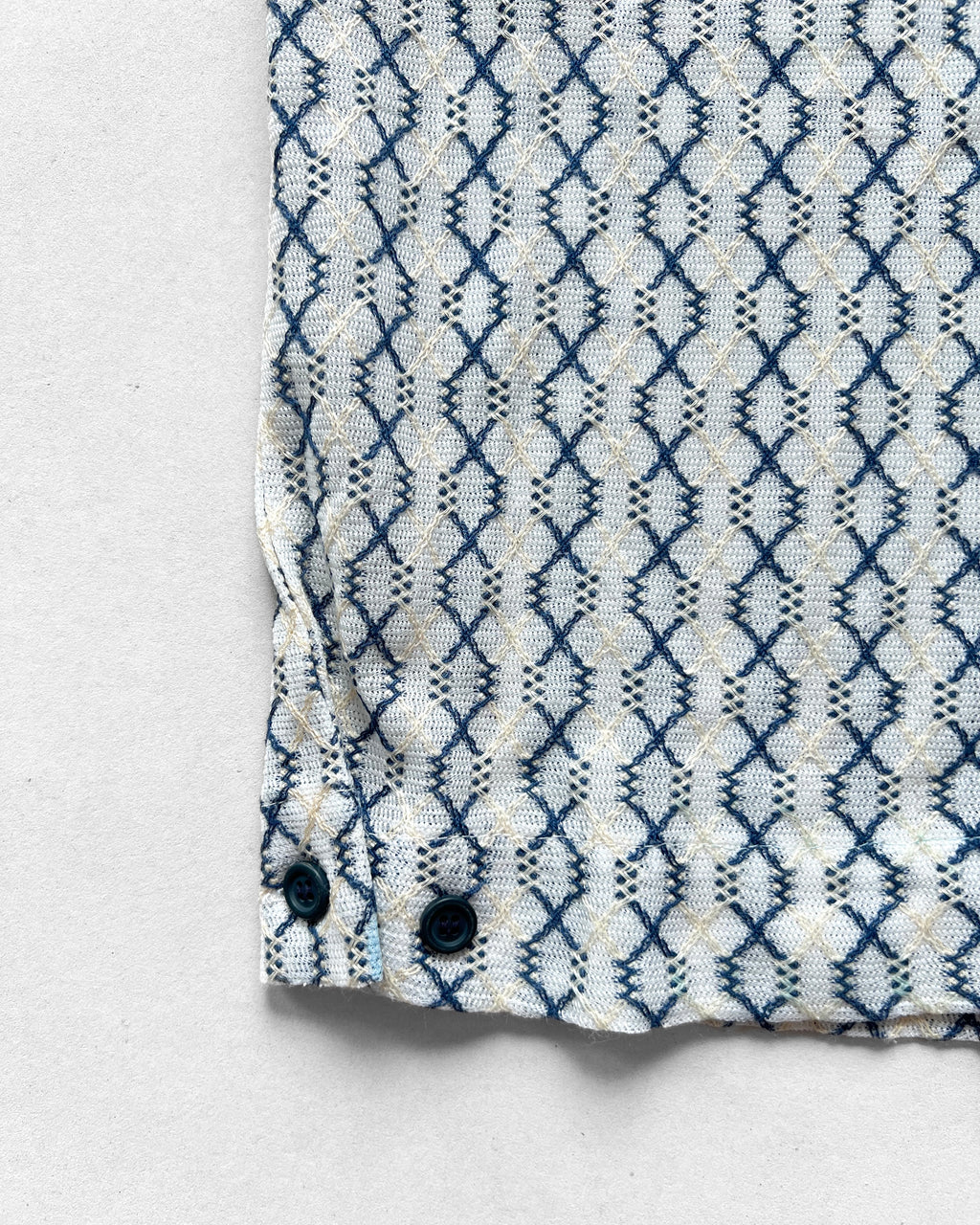 1970S MORRIS CARR PERMA PRESS OPEN COLLAR SHIRT (L)