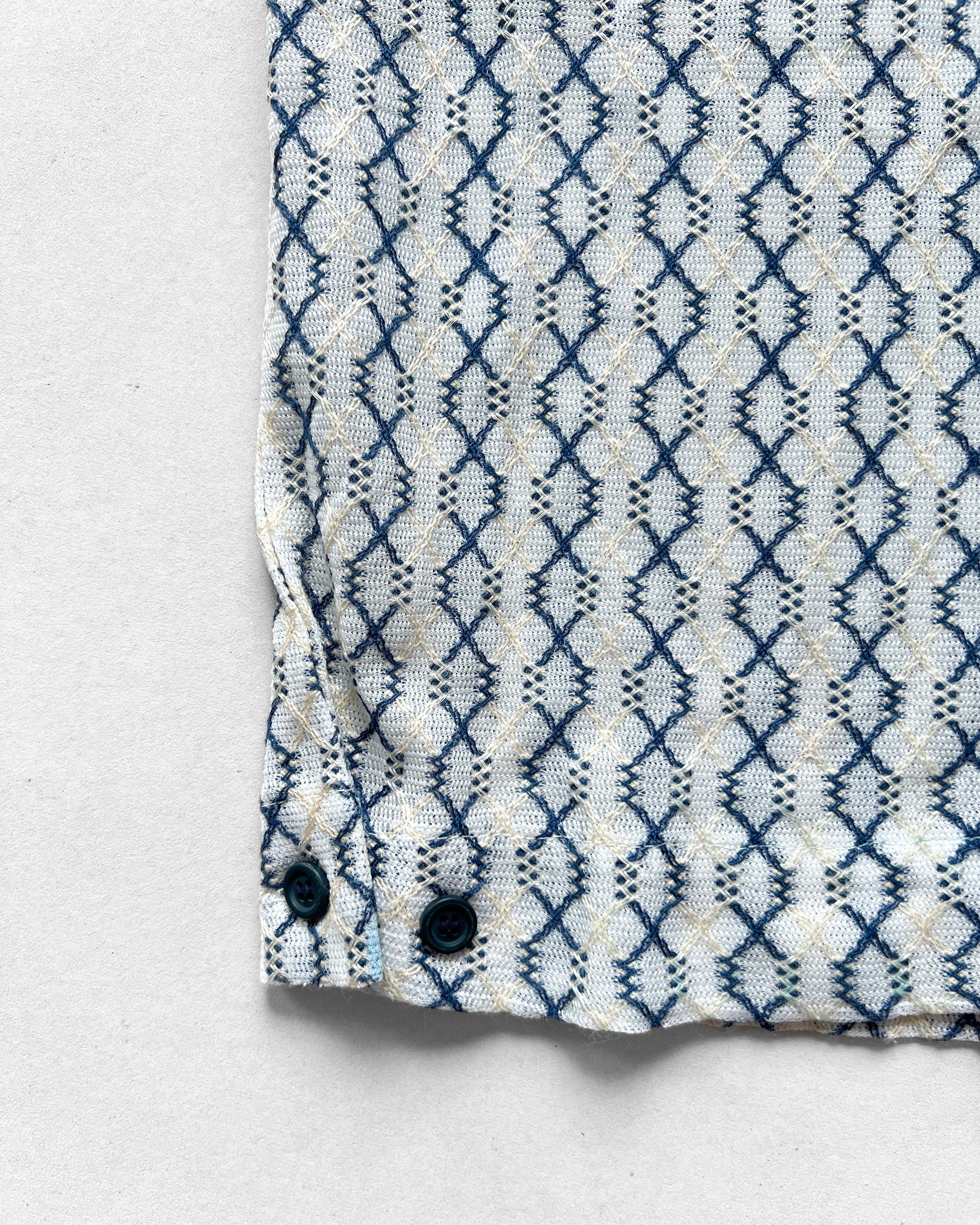 1970S MORRIS CARR PERMA PRESS OPEN COLLAR SHIRT (L)