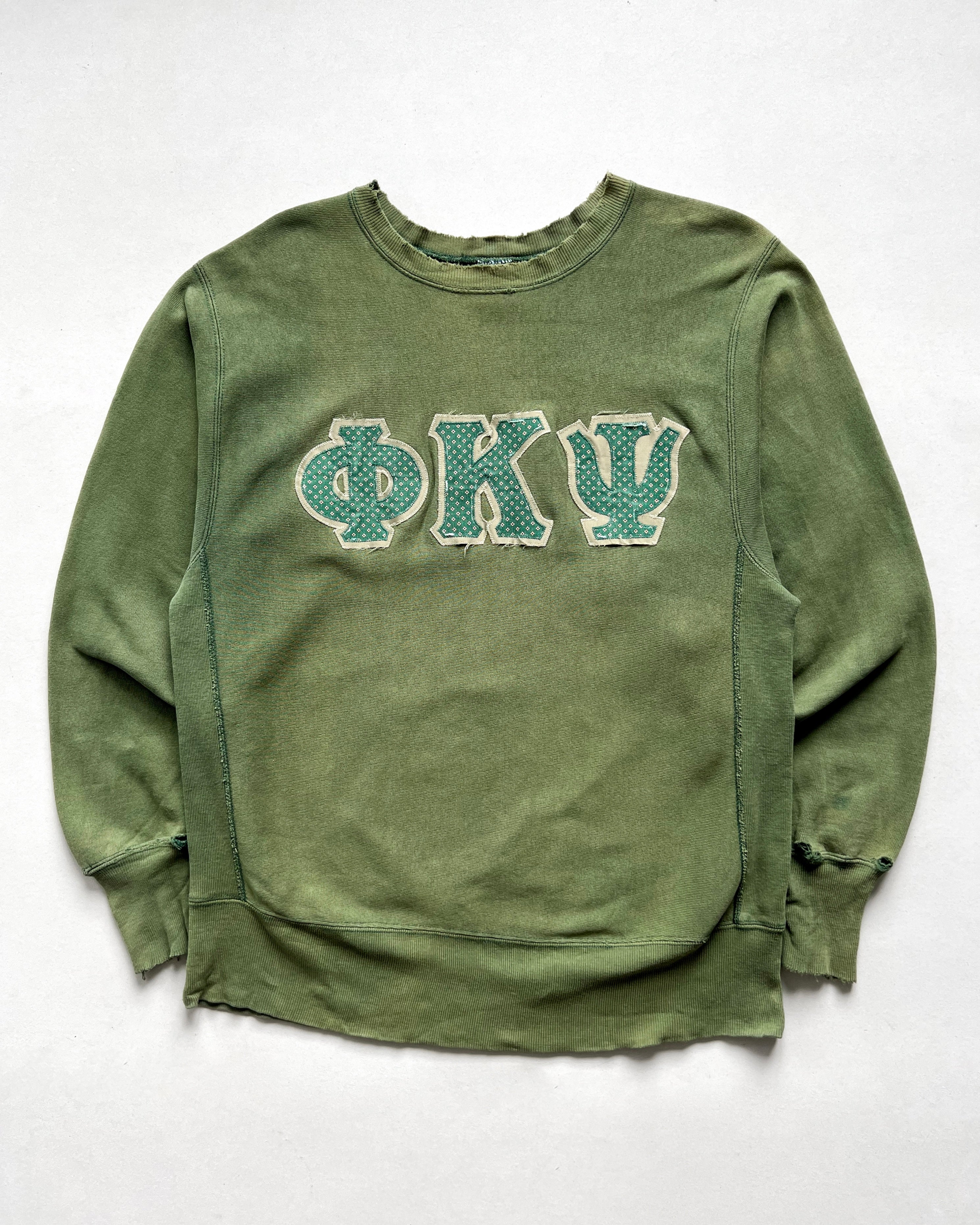 1990S FADED CHAMPION 'QKY' REVERSE WEAEVE SWEATSHIRT (L)