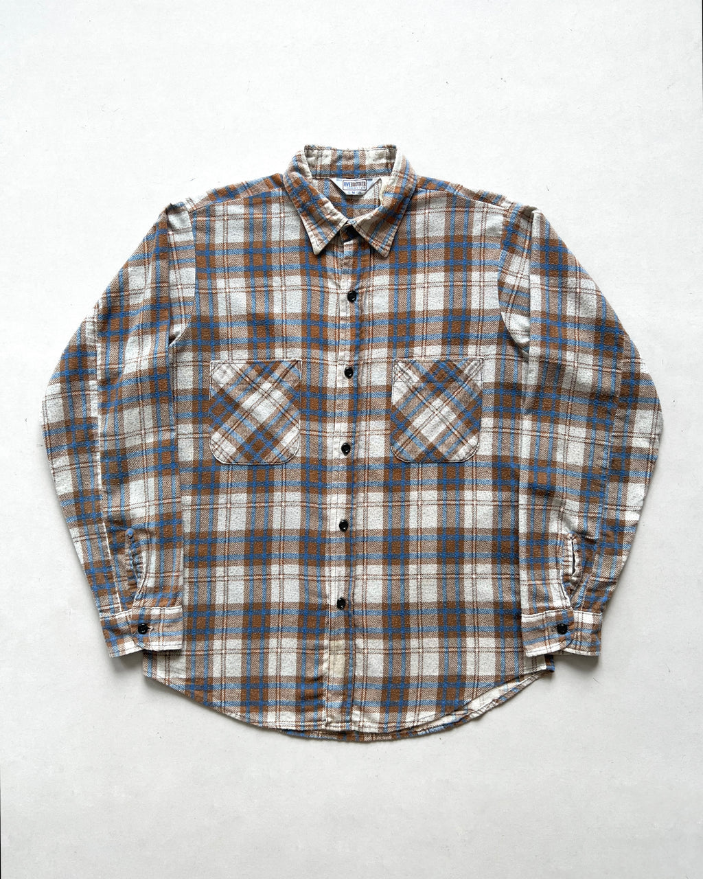 1970S FIVE BROTHERS PLAID FLANNEL SHIRT (M)