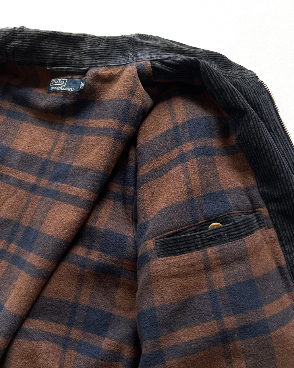 1990S BLACK RALPH LAUREN CORDUROY HARRINGTON JACKET (L)