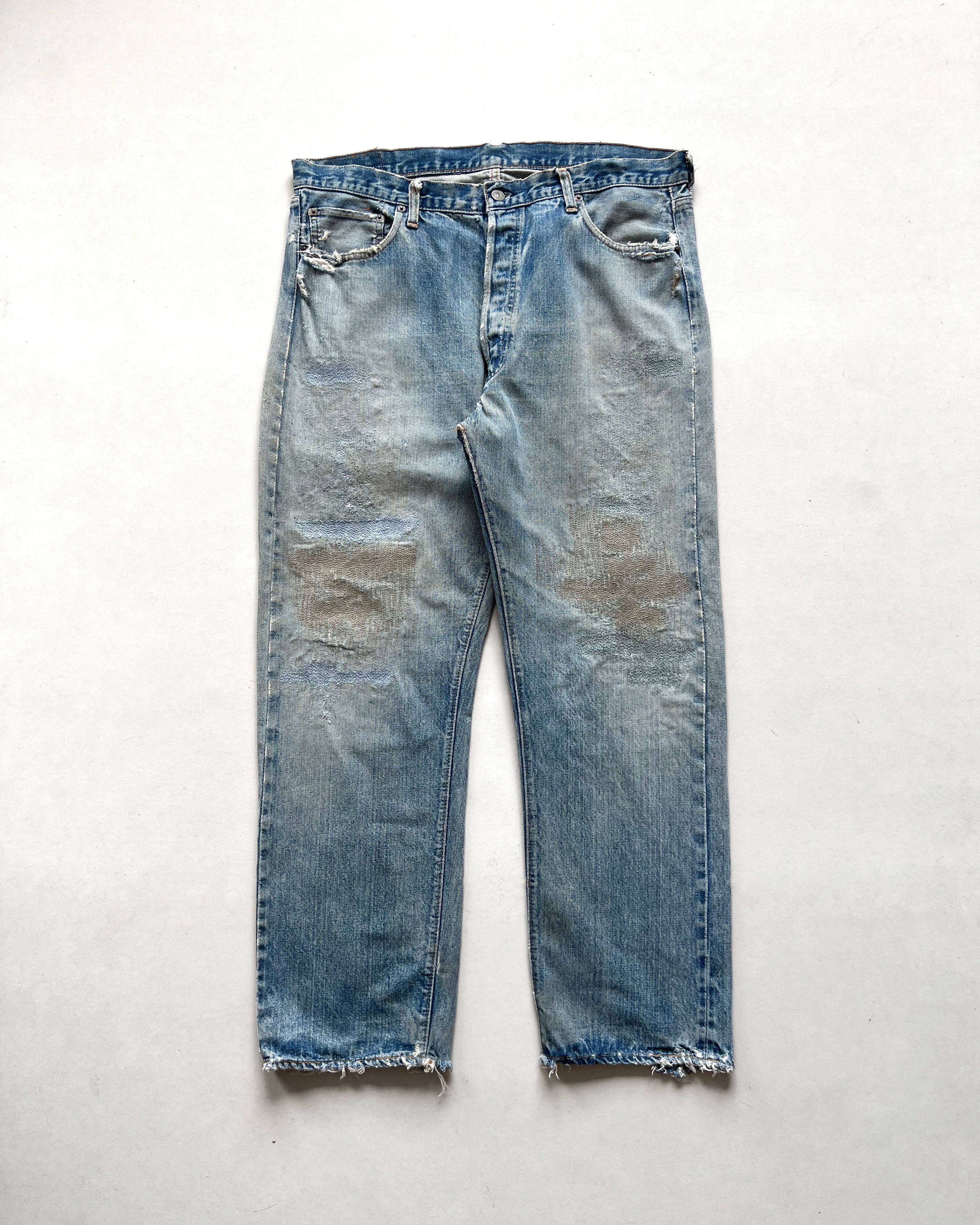 1970S LEVI'S 501 REDLINE SELVEDGE REPAIRED JEANS (38)
