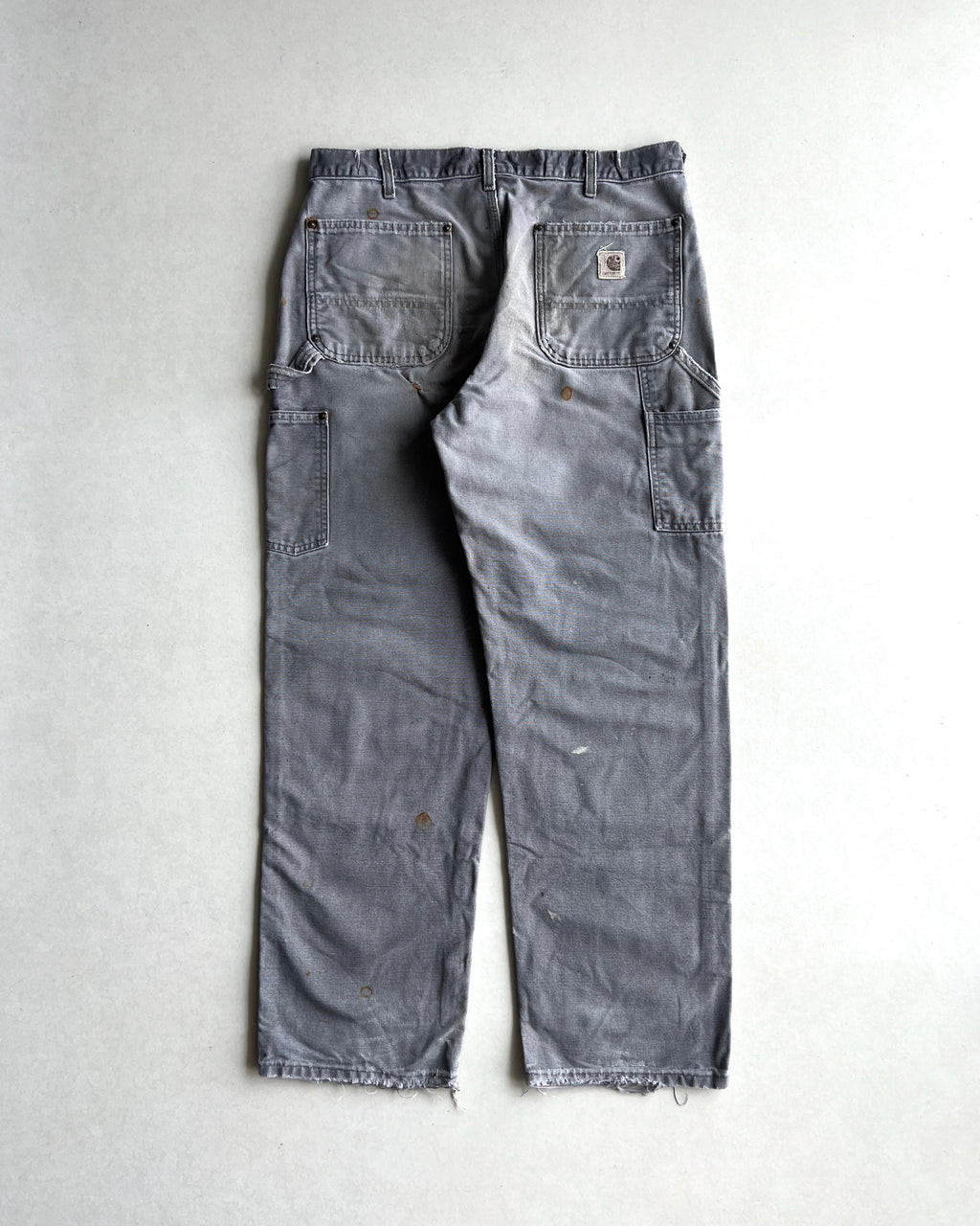 FADED GREY CARHARTT DOUBLE KNEE DISTRESSED PANTS (34X32)