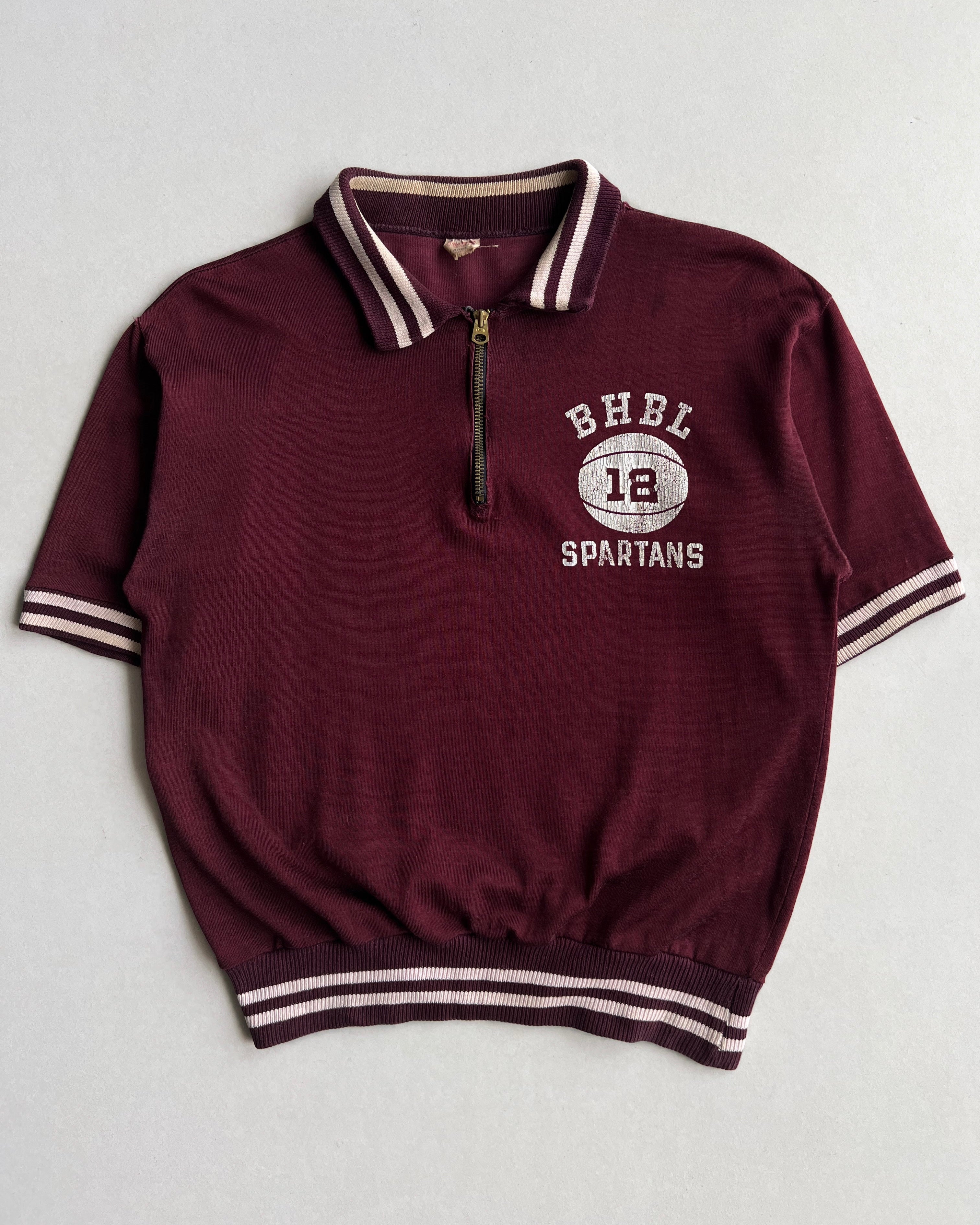1950S CHAMPION 'BHBL SPARTANS' QUARTER-ZIP UNIFORM (L)