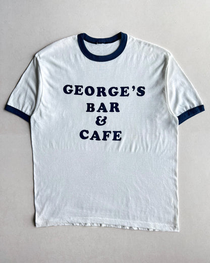 1980S 'GEORGE'S BAR AND CAFE' SINGLE STITCH RINGER TEE (L)