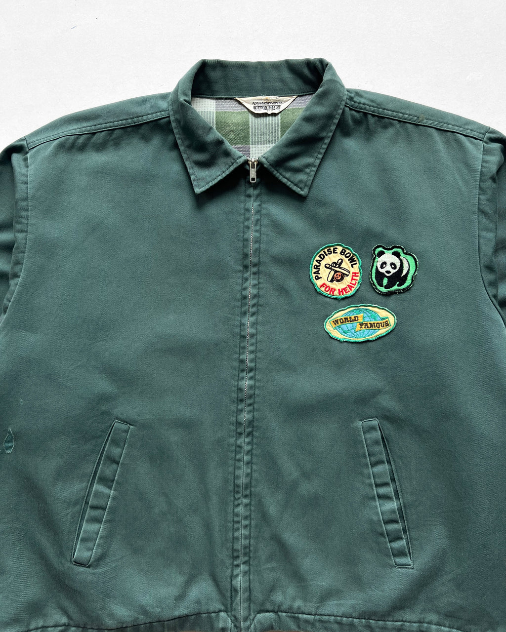 1970S KING KOLE PATCHED HARRINGTON JACKET (L)