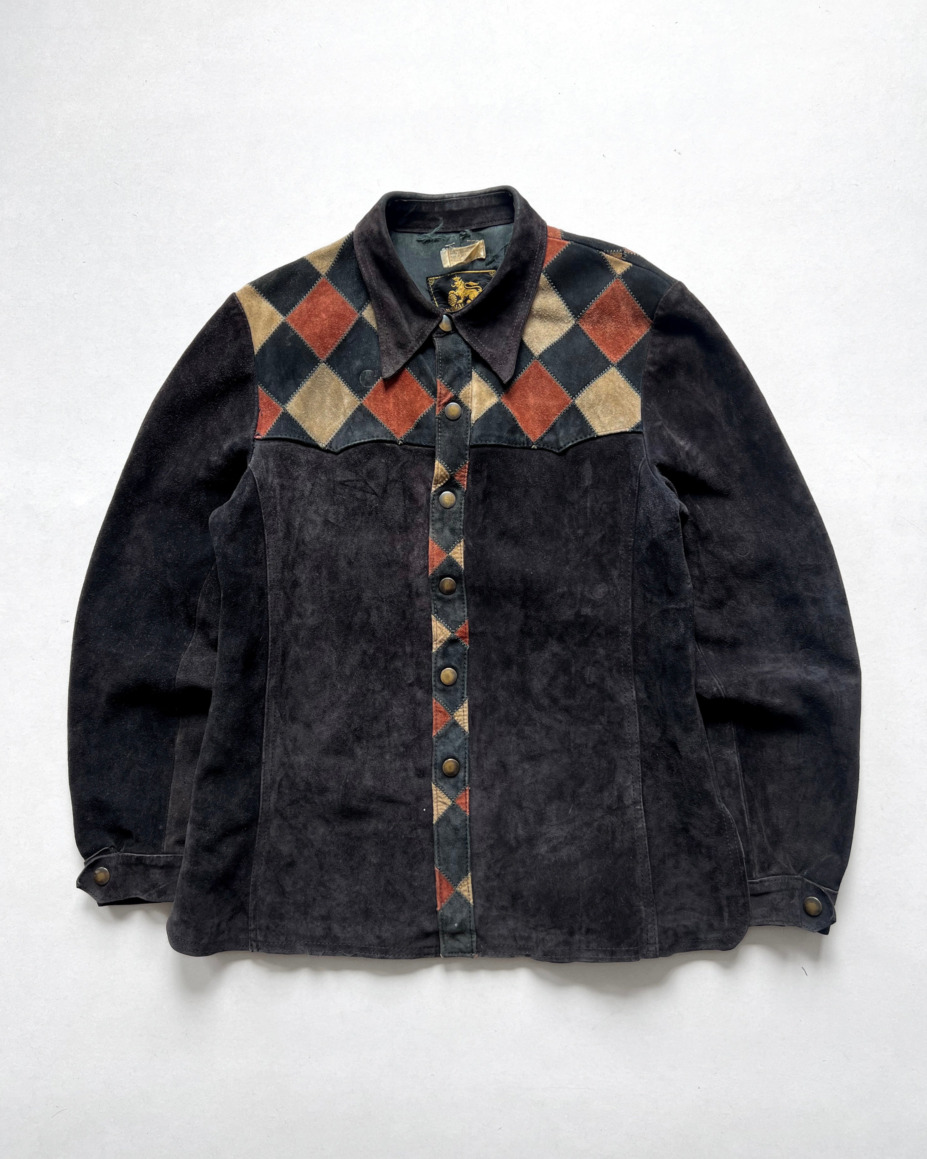 1950S HERMAN PHILLIPS SUEDE PATCH BUTTON-UP (M)