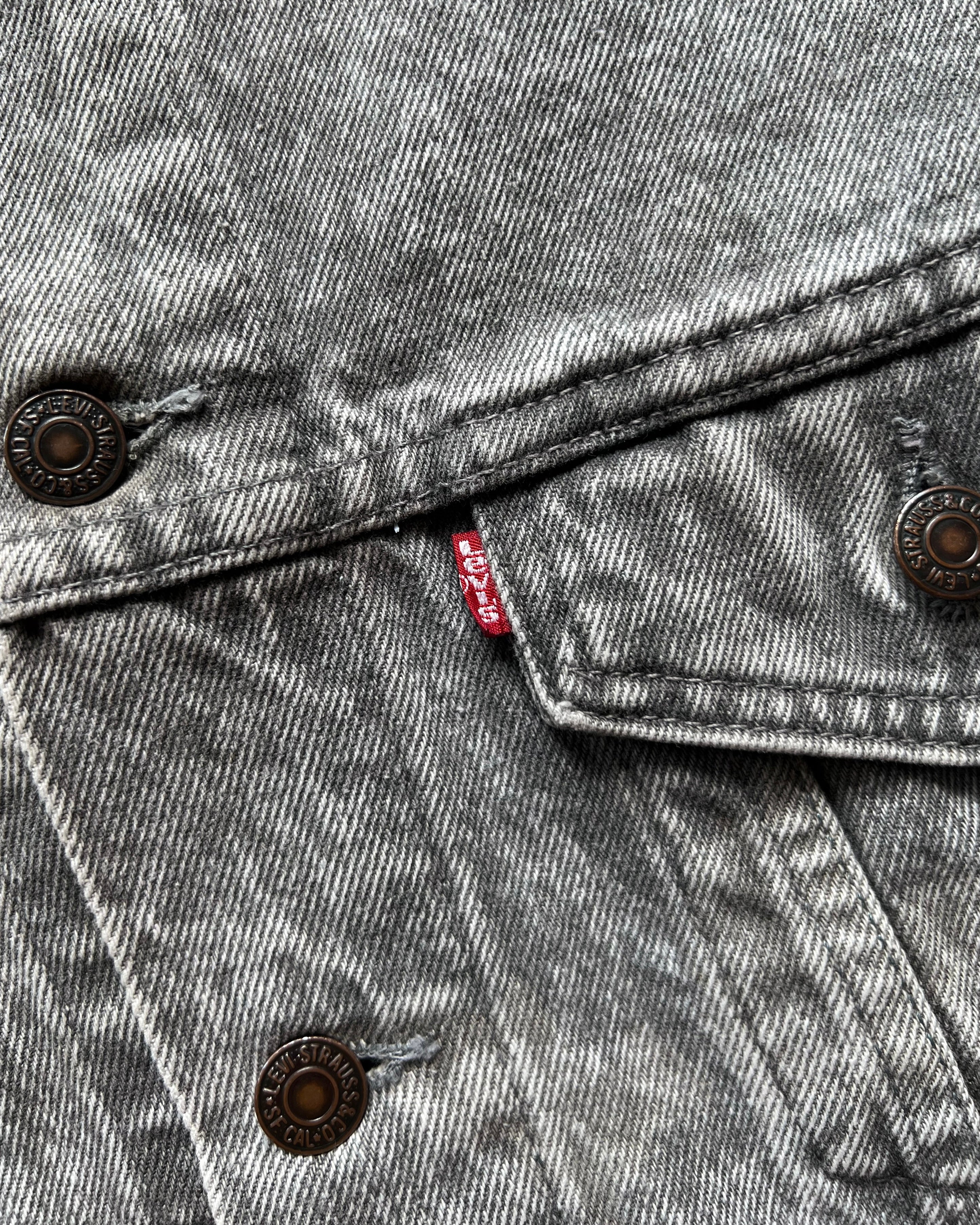 1980S GREY STONE WASHED LEVI'S TYPE III DENIM JACKET (L)