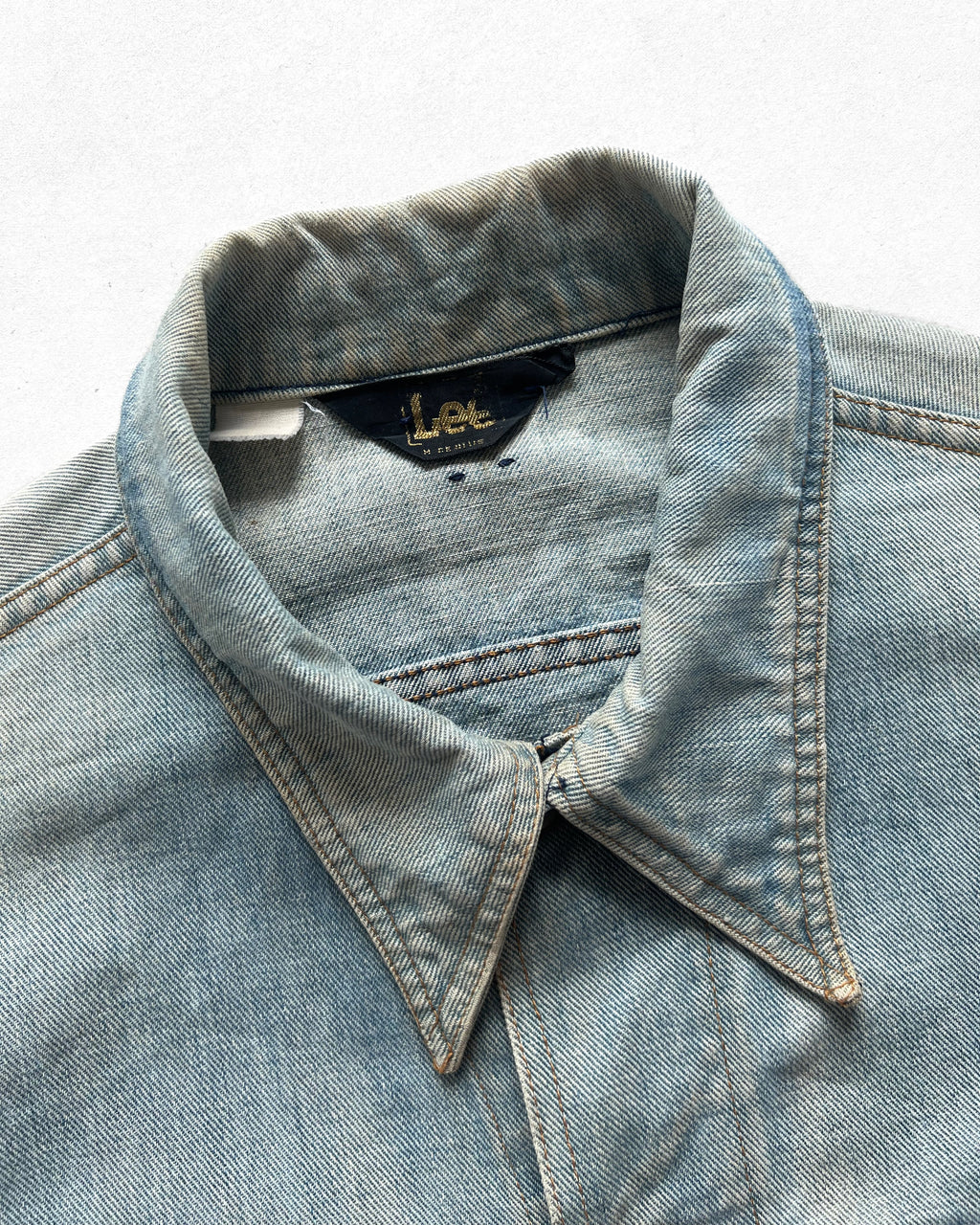 1970S FADED LEE DOUBLE POCKET DENIM JACKET (L)