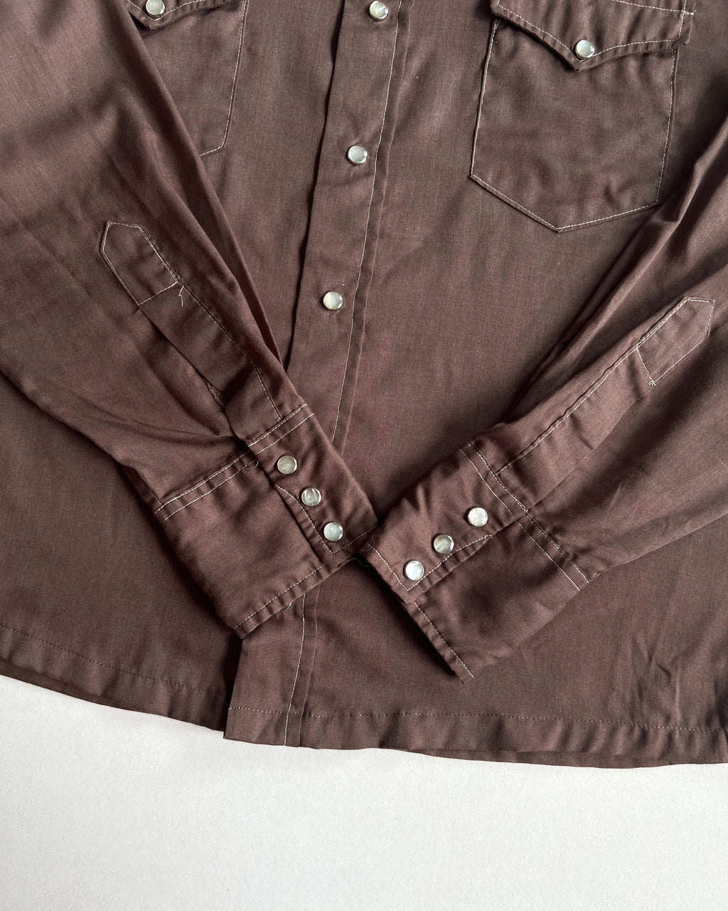 1970S WRANGLER BROWN WESTERN SHIRT (L)