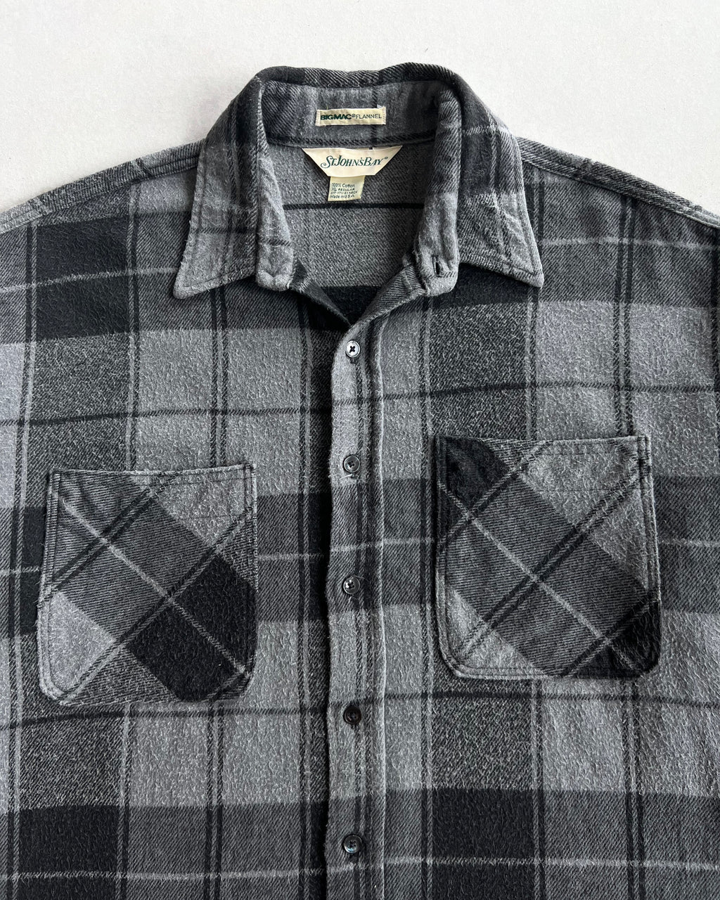 1980S BIG MAC ST. JOHN'S GREY PLAID FLANNEL (XL)