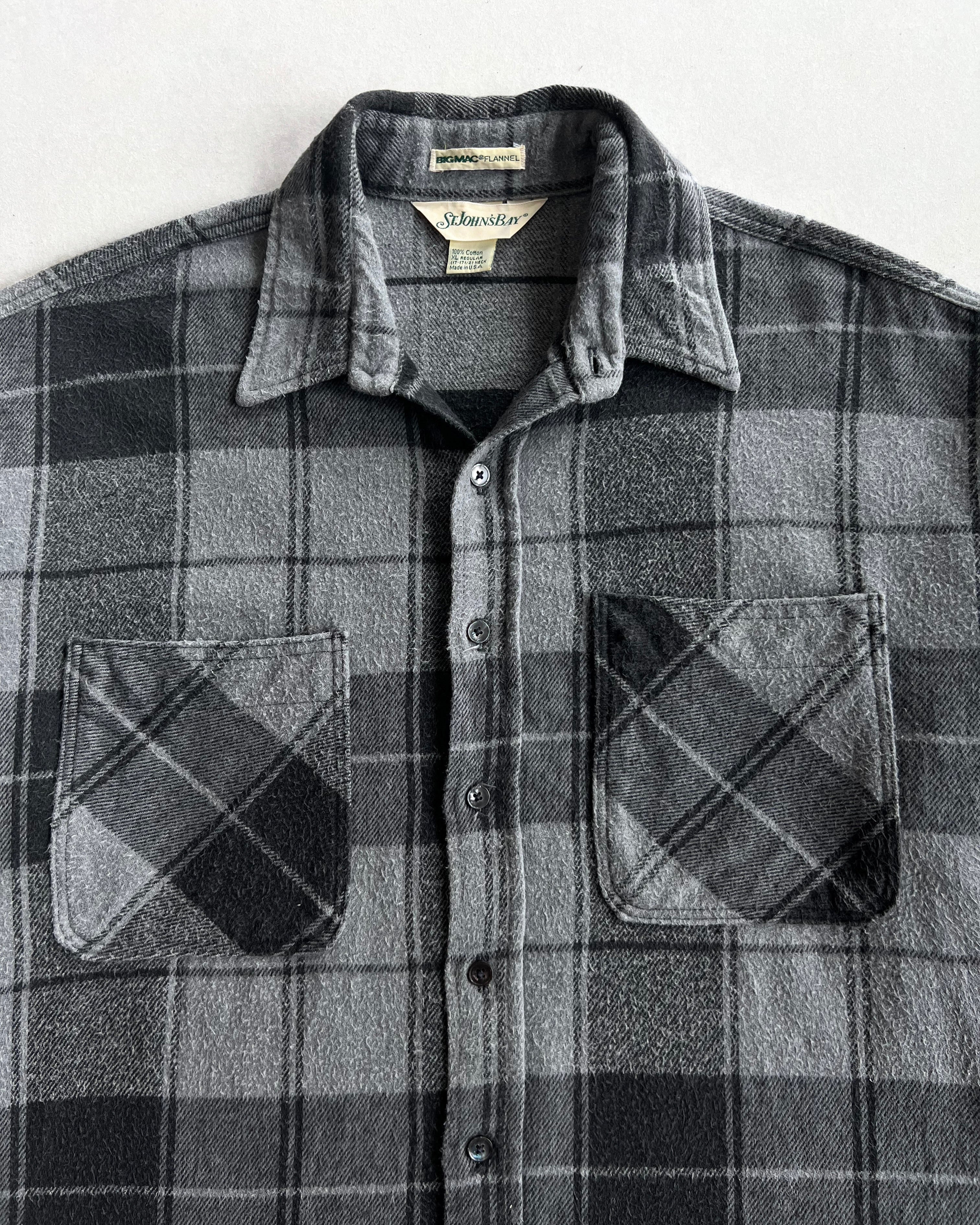 1980S BIG MAC ST. JOHN'S GREY PLAID FLANNEL (XL)