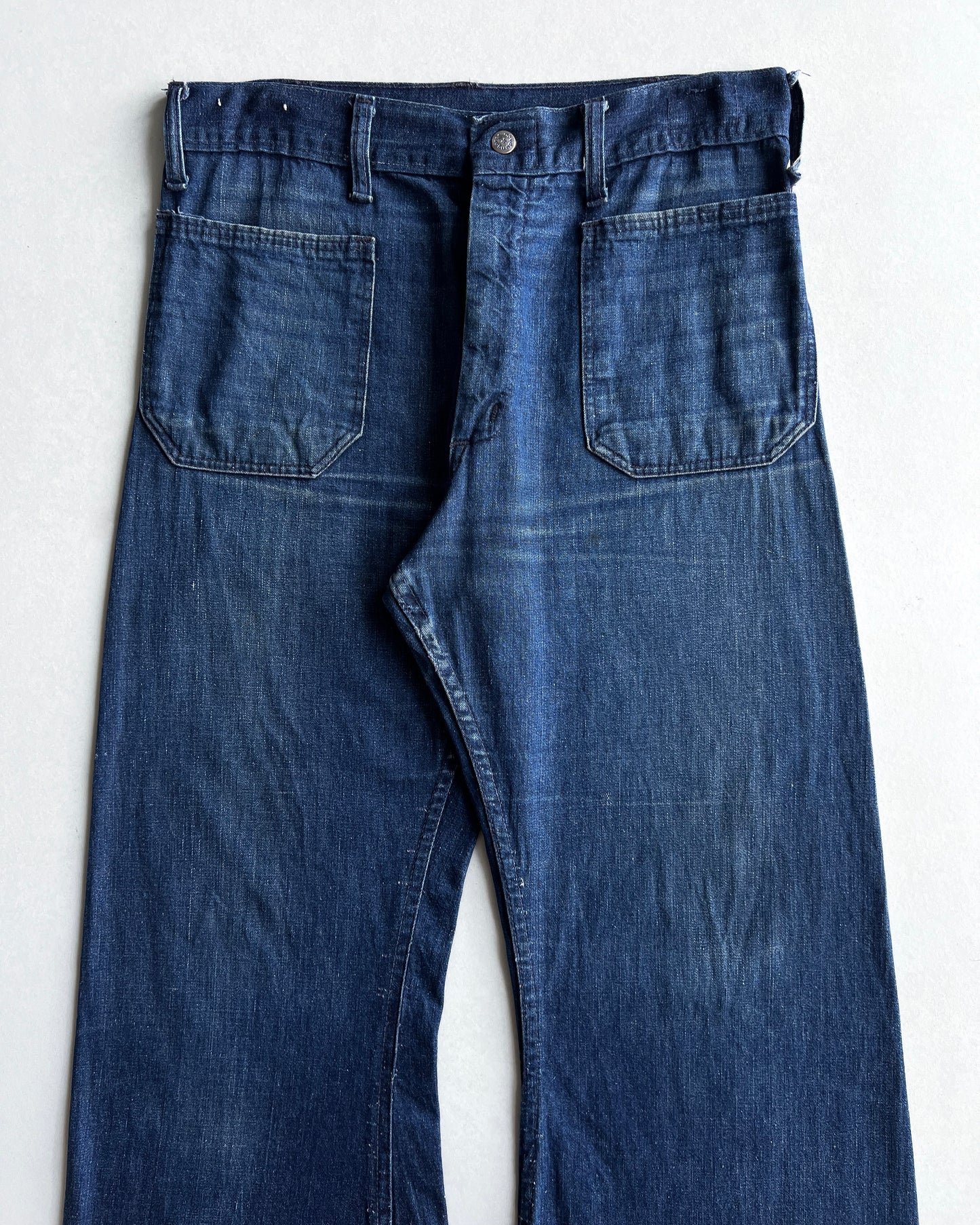 1970S USN NAVY BELL BOTTOM JEANS (32X30)