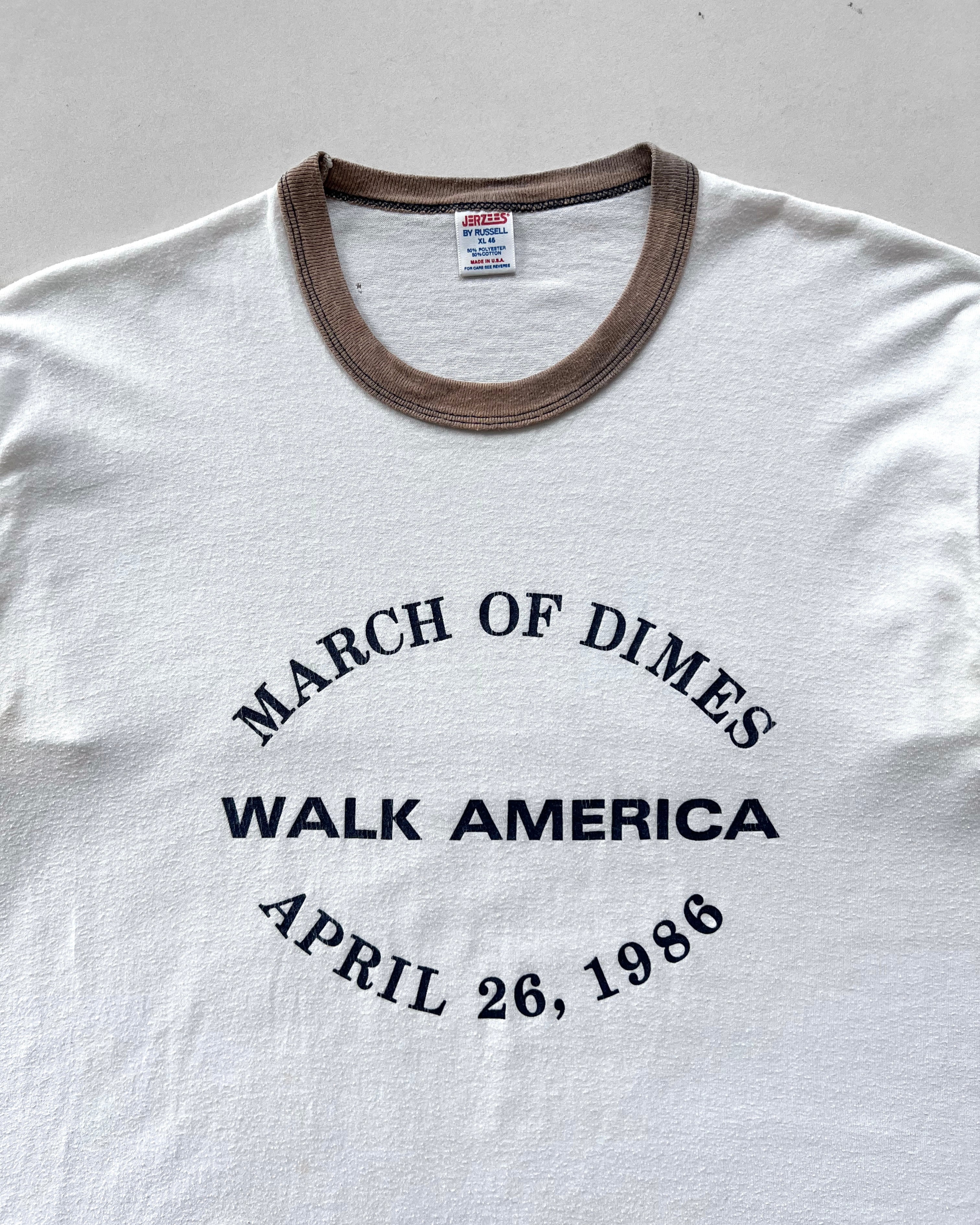 1980S 'MARCH OF DIMES WALK AMERICA' RINGER TEE (XL)
