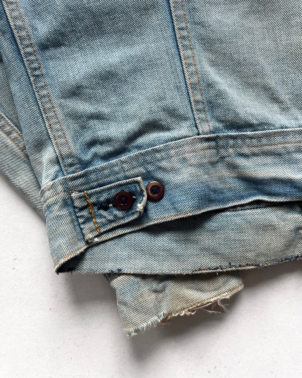 1970S FADED LEE DOUBLE POCKET DENIM JACKET (L)