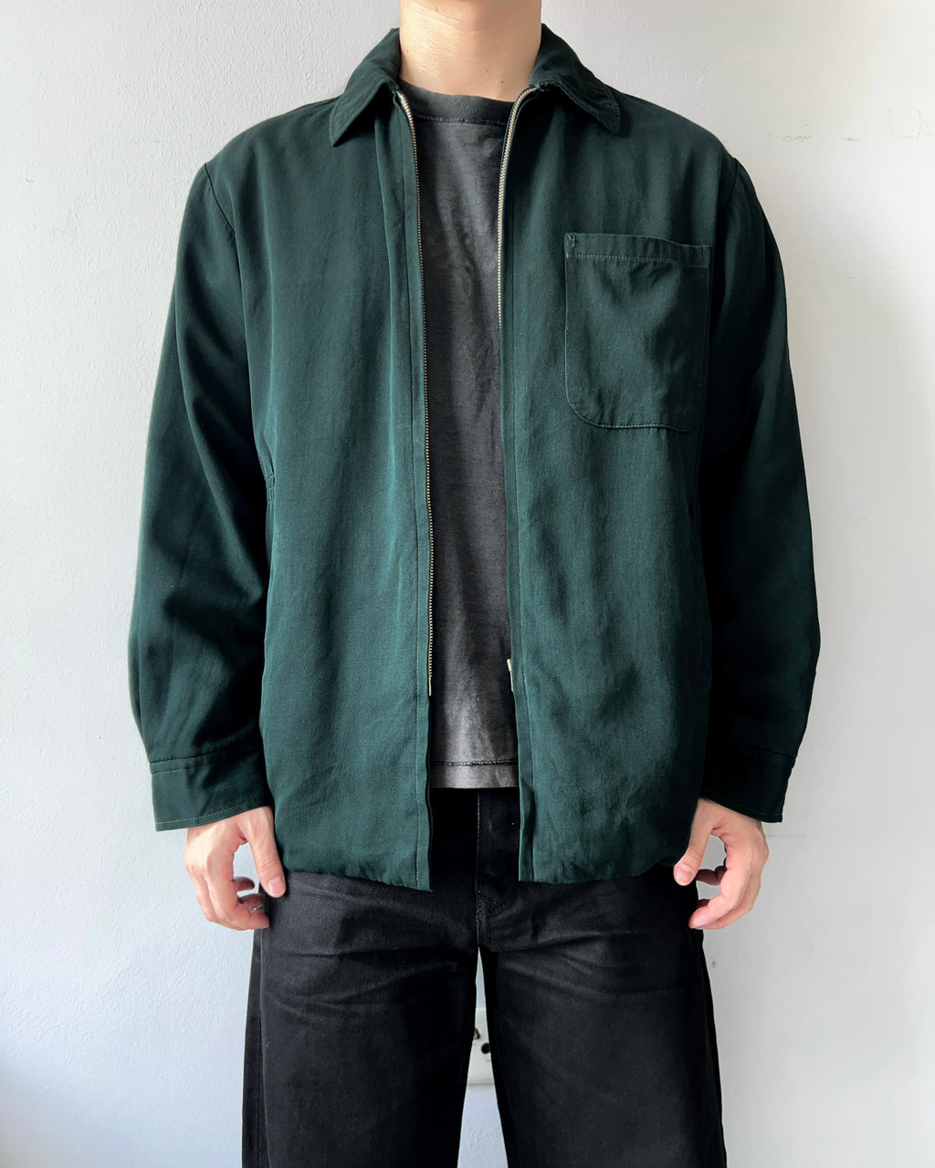 1960S EMERALD GREEN GABARDINE JACKET (L)