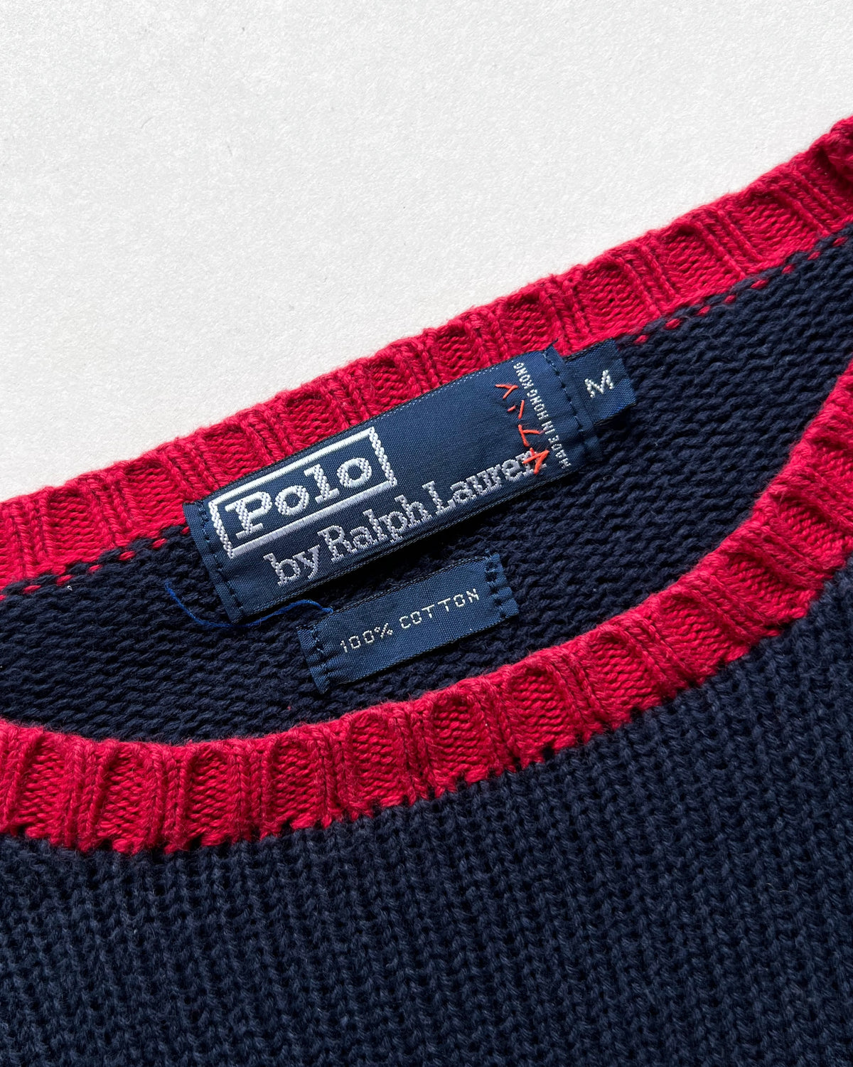 1990S POLO RALPH LAUREN STADIUM KNIT SWEATER (M)