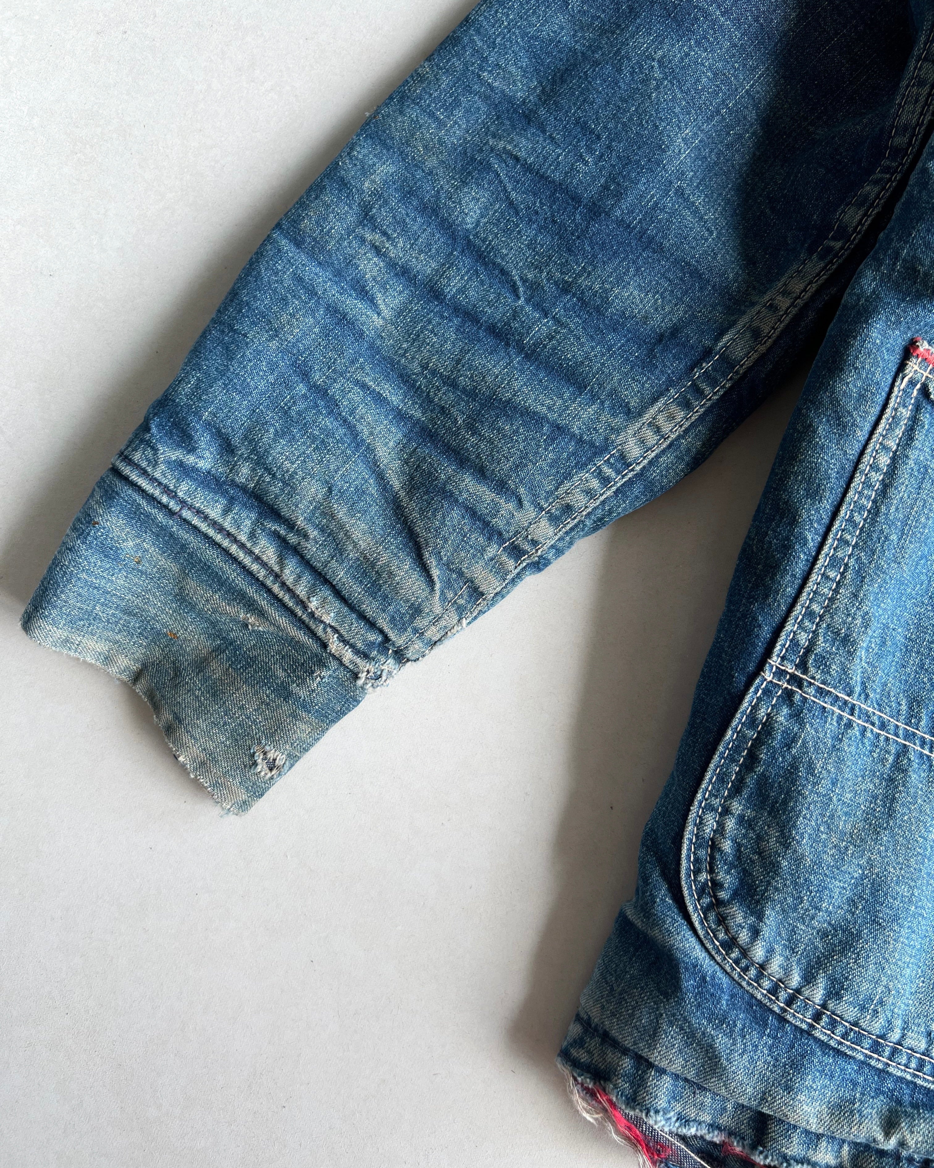 1950S FADED DENIM WORK CHORE JACKET (M/L)