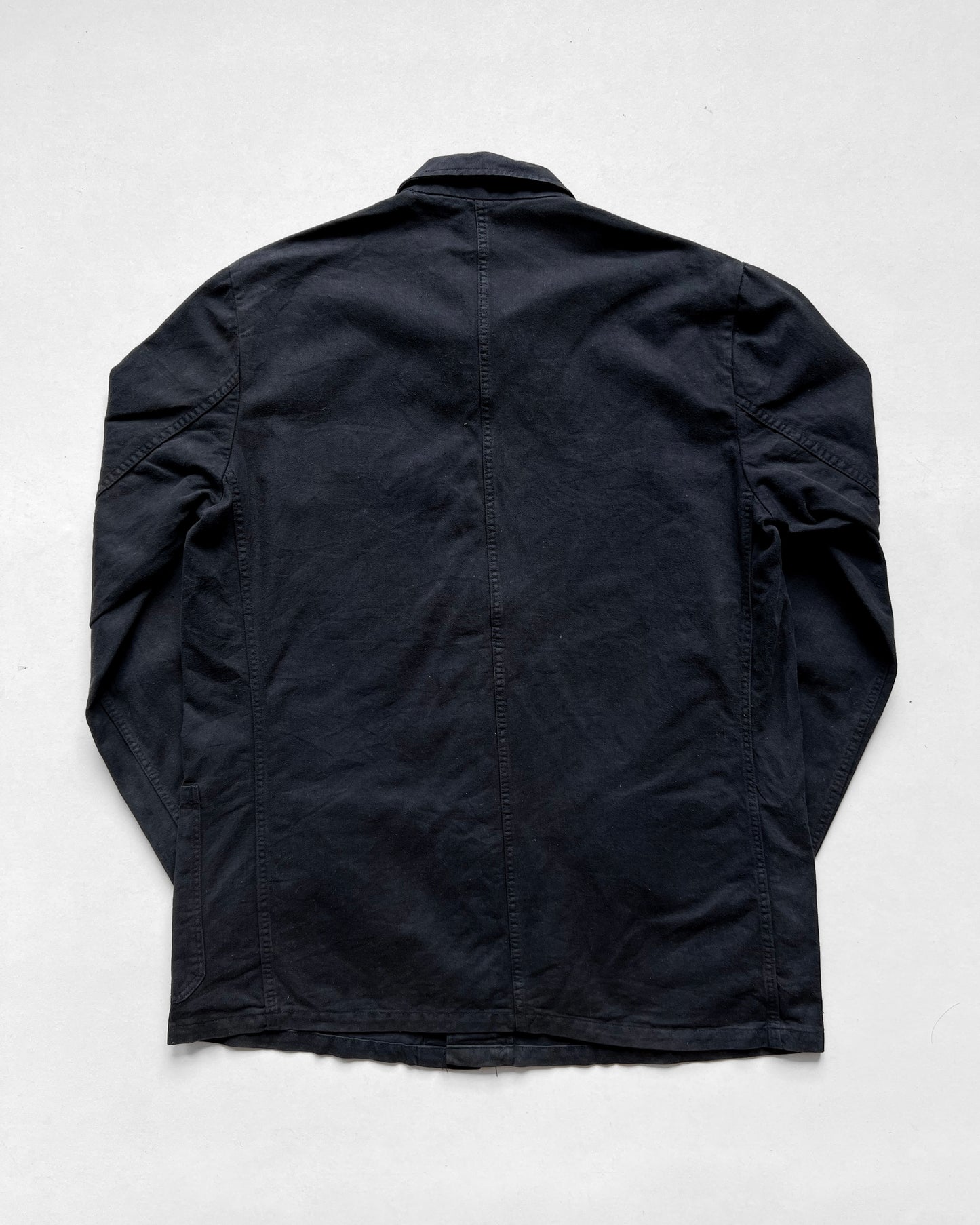 1960S OVERDYED BLACK EUROPE WORK CHORE JACKET (M)