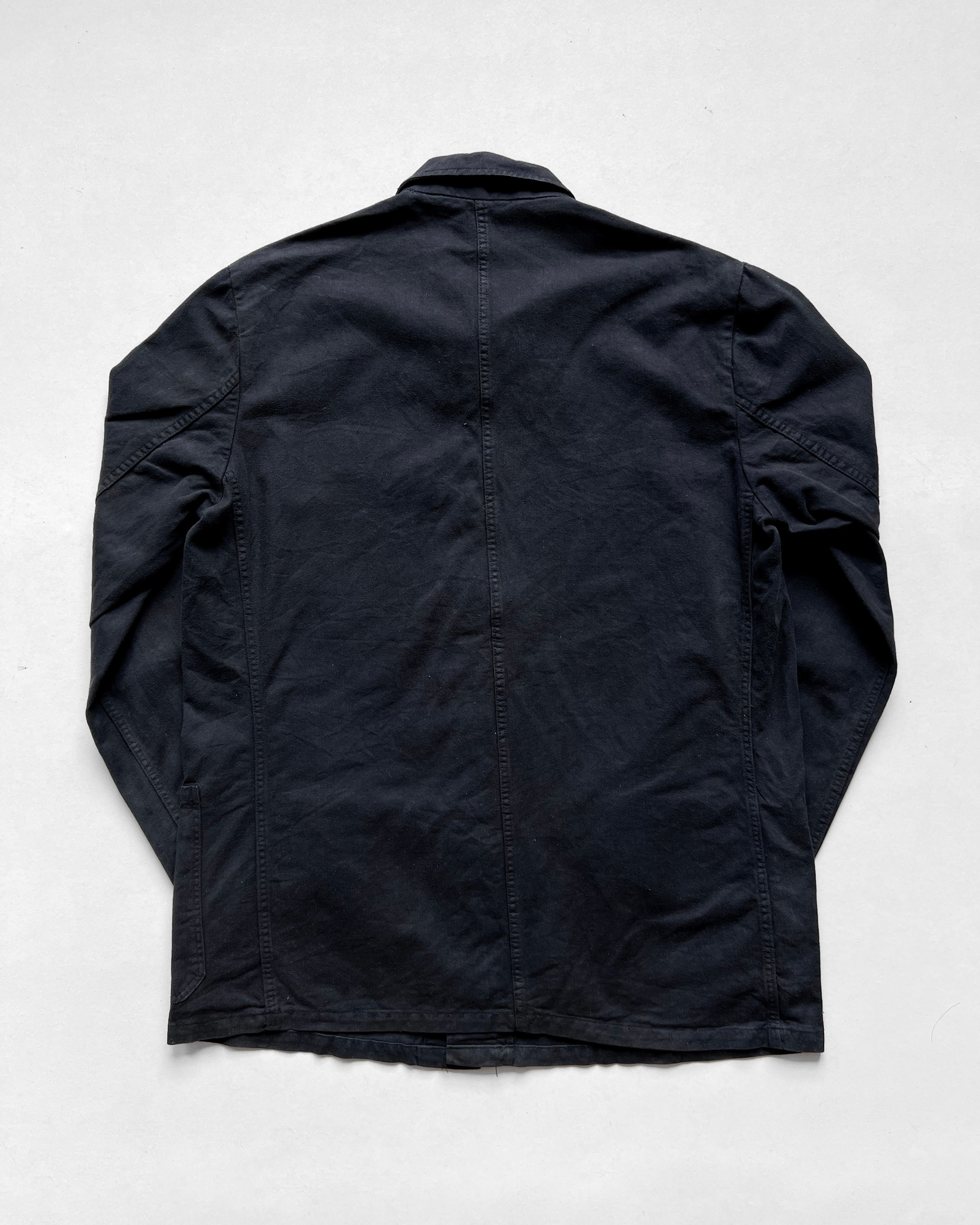 1960S OVERDYED BLACK EUROPE WORK CHORE JACKET (M)