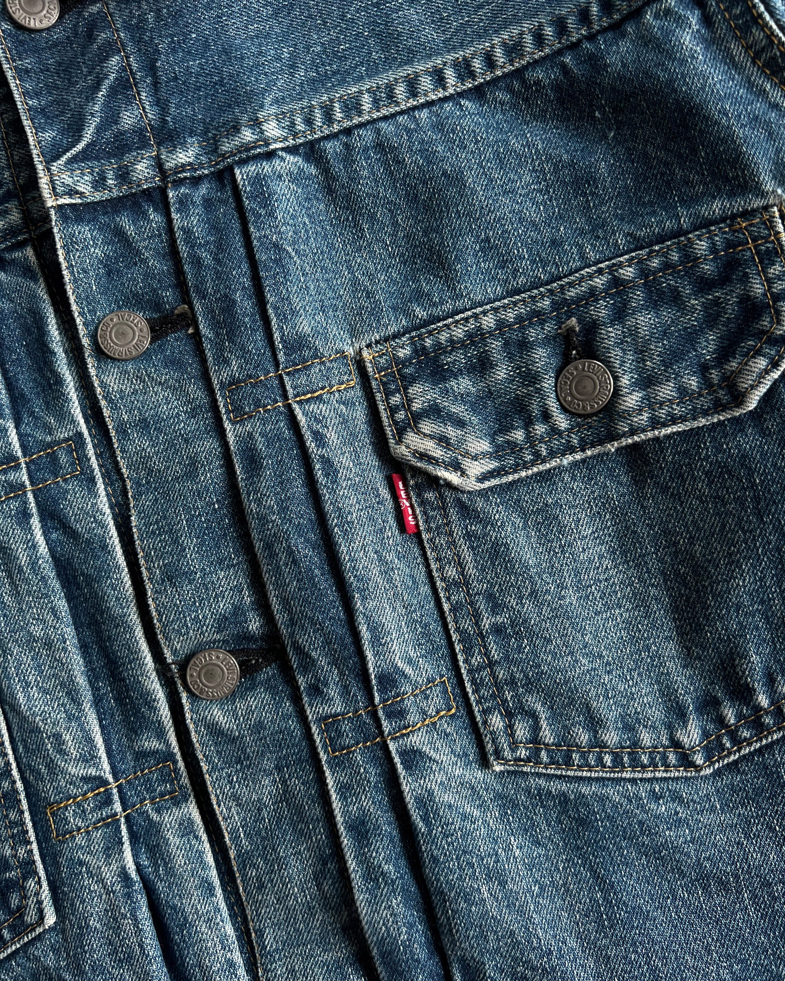 1990S FADED LEVI'S BIG E TYPE II SELVEDGE DENIM JACKET (M/L)