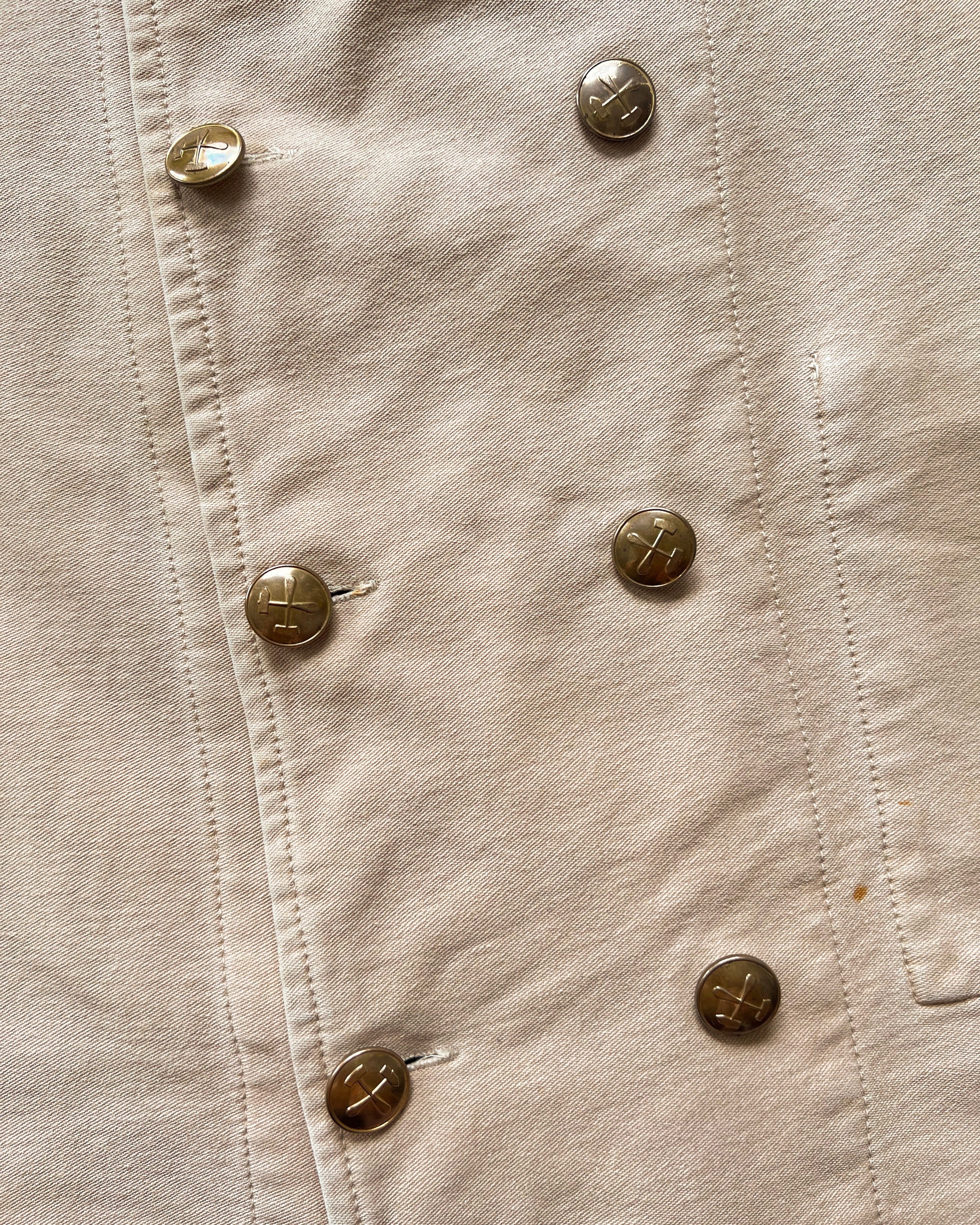 1970S GERMAN MOLESKIN DOUBLE BREASTED WORK JACKET (L)